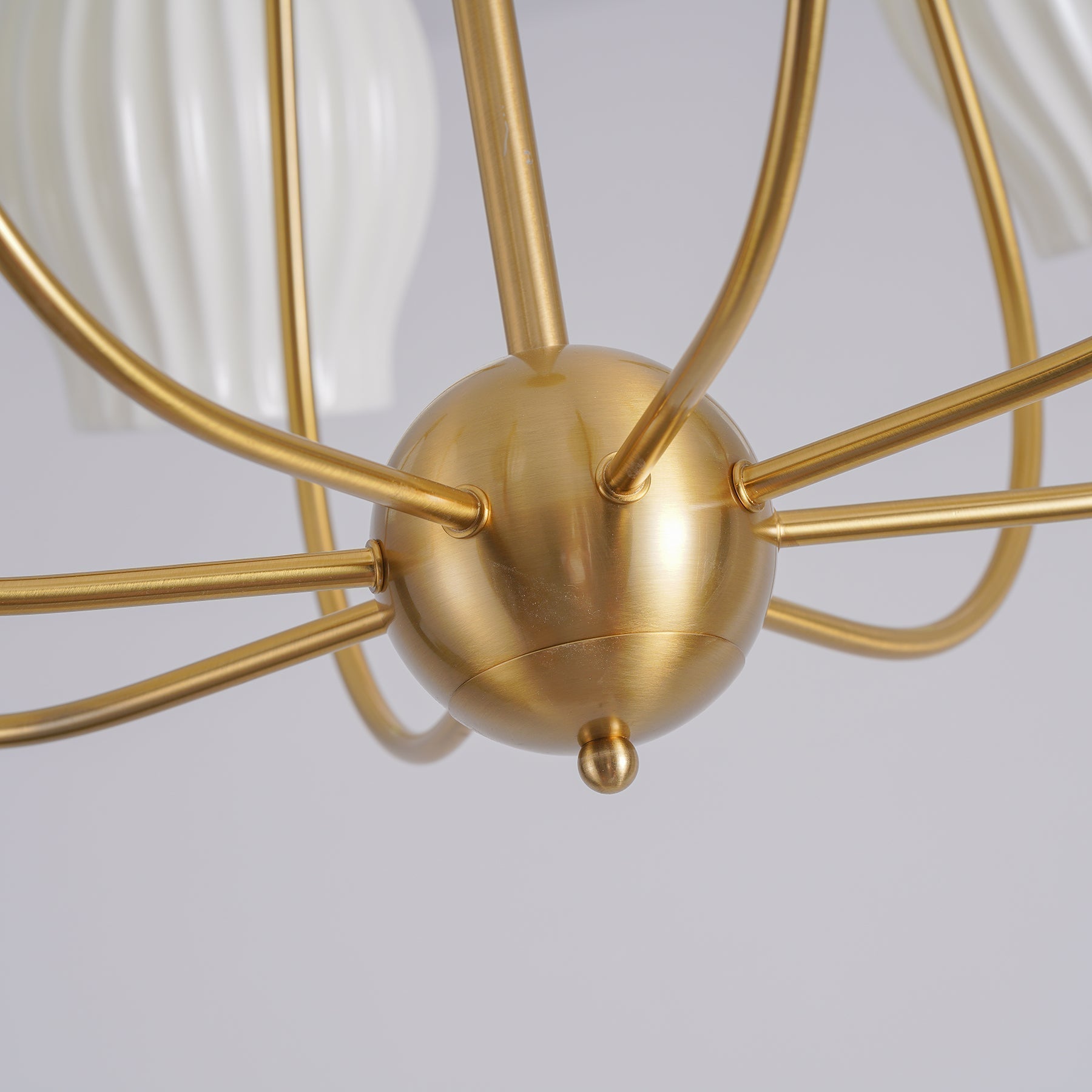 Lustra Chandelier Ceramic Ribbed Sculptural Glass Elegant - Letslighting