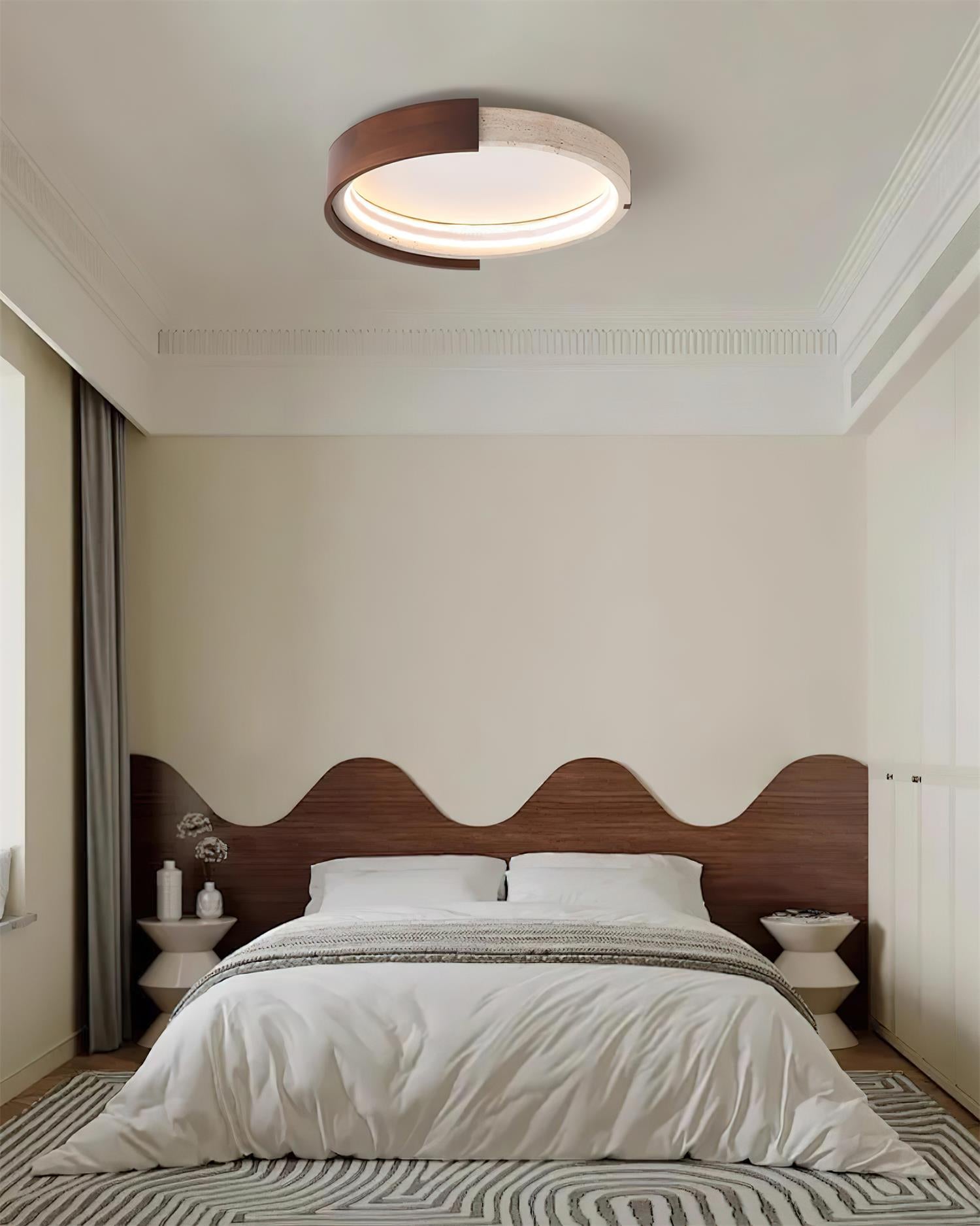 Ritta Plafonnier Halo Moderne Travertin Bois - Neutralighting