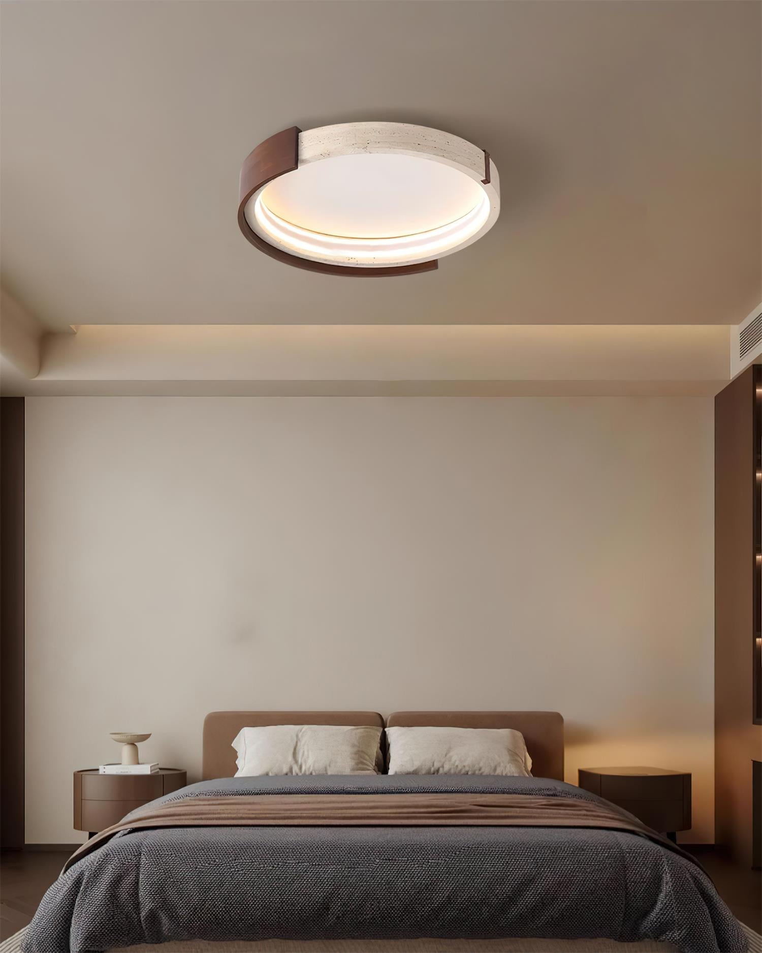 Ritta Plafonnier Halo Moderne Travertin Bois - Neutralighting