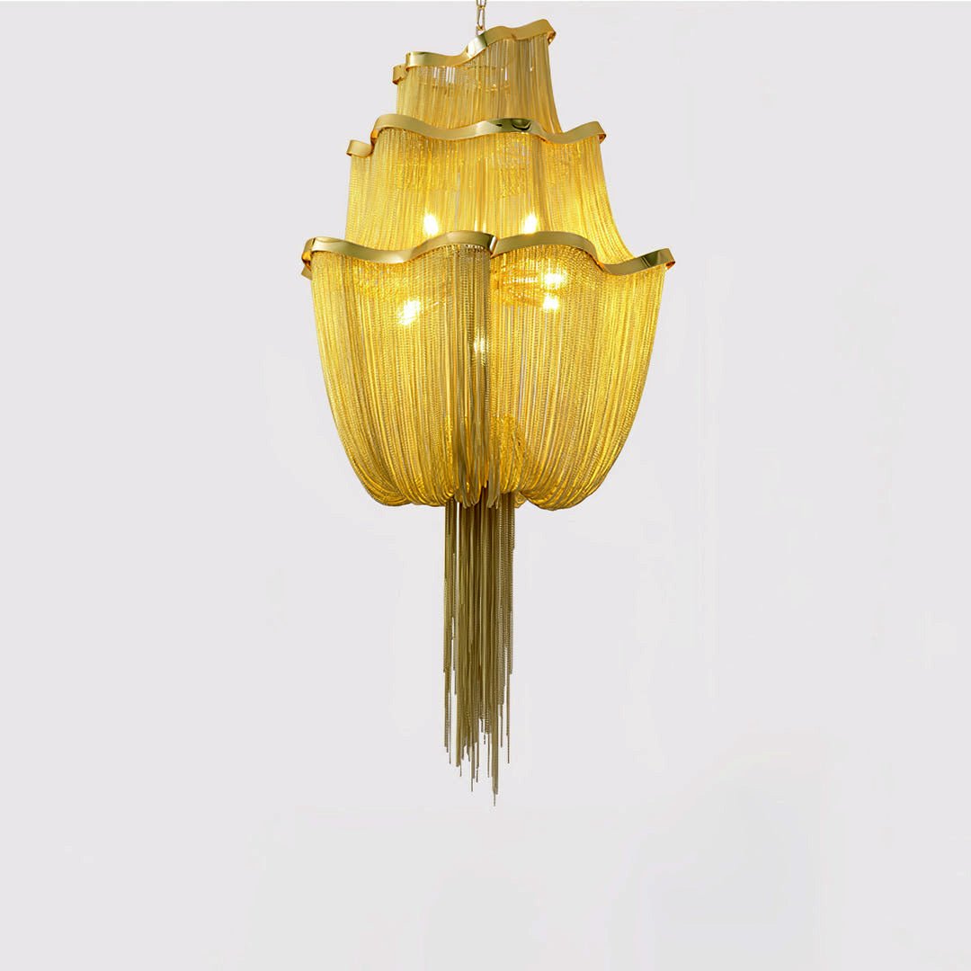 Lustra Chandelier en Chaînes d'Aluminium Nickel Scintillant - Neutralighting