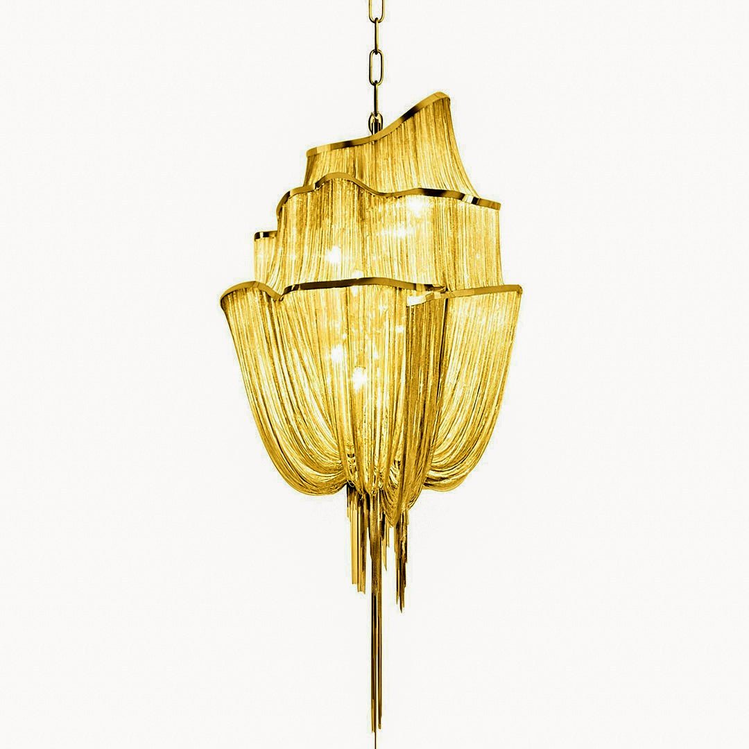 Lustra Chandelier en Chaînes d'Aluminium Nickel Scintillant - Neutralighting