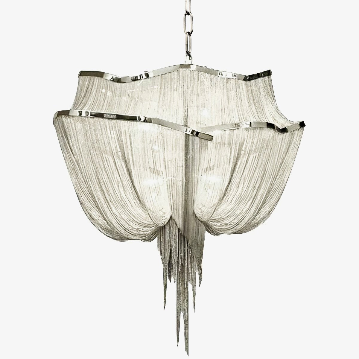Lustra Chandelier en Chaînes d'Aluminium Nickel Scintillant - Neutralighting