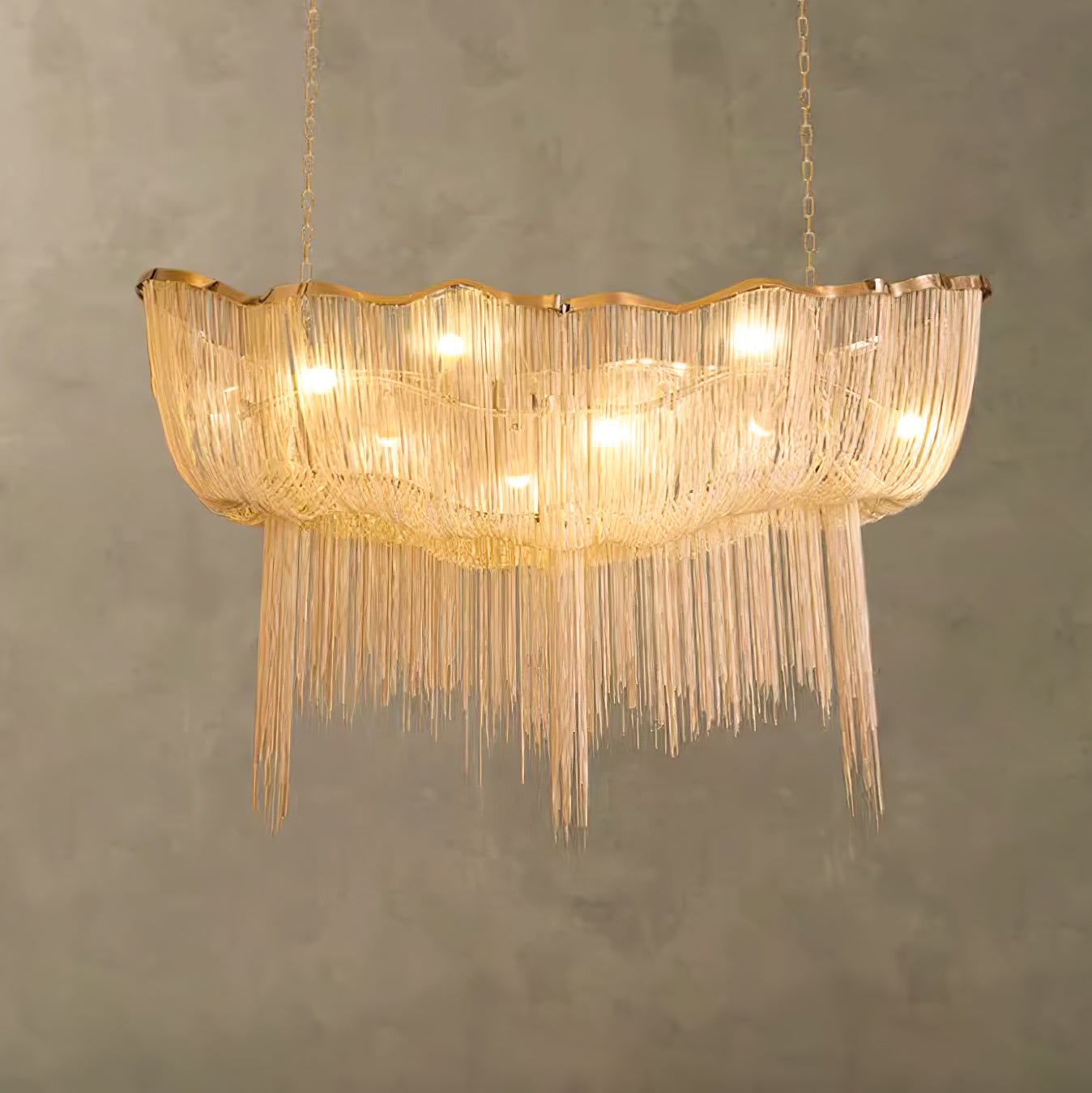 Lustra Chandelier en Chaînes d'Aluminium Nickel Scintillant - Neutralighting