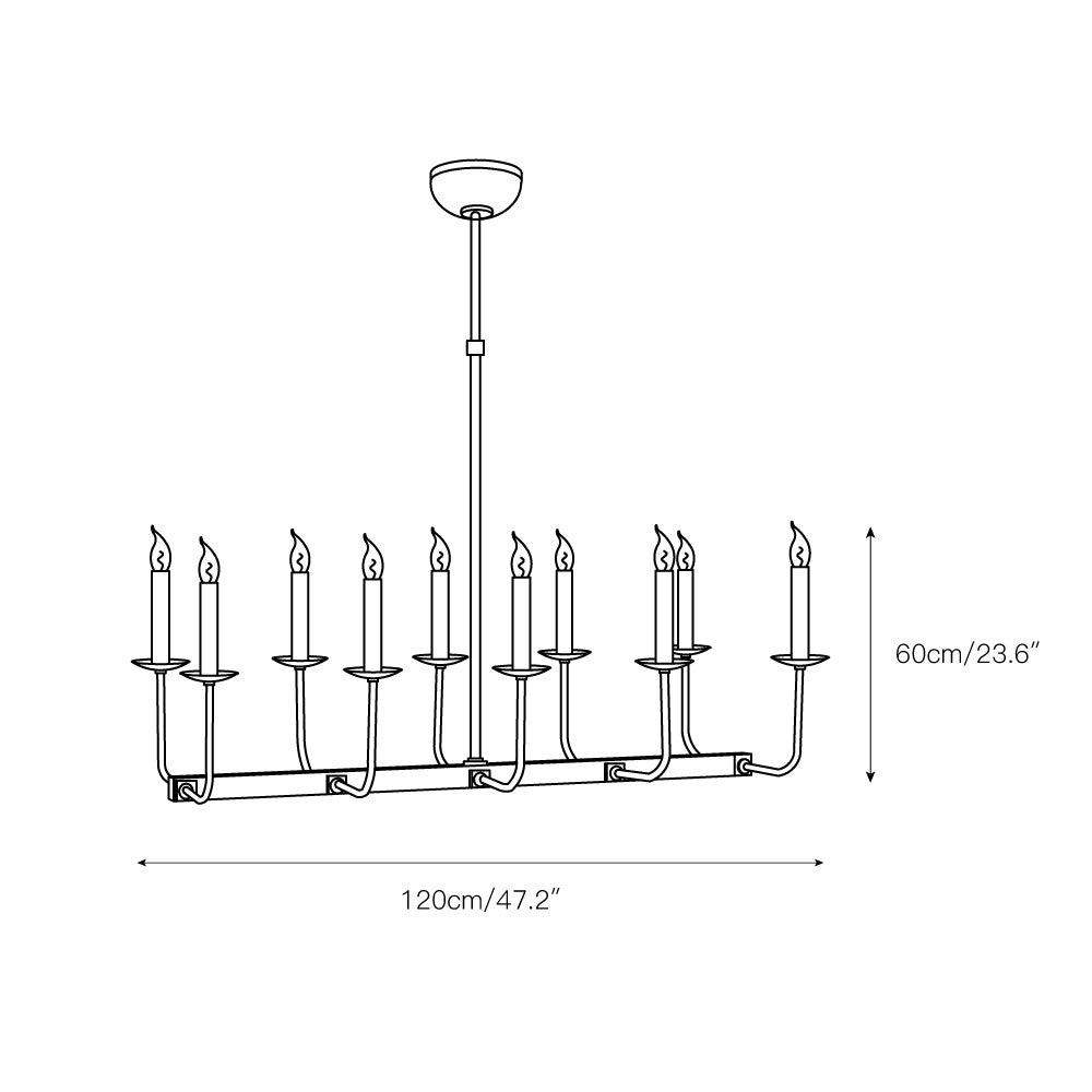 Beacon Chandelier Linéaire Moderne Minimaliste en Laiton, Métal et Tissu - Neutralighting