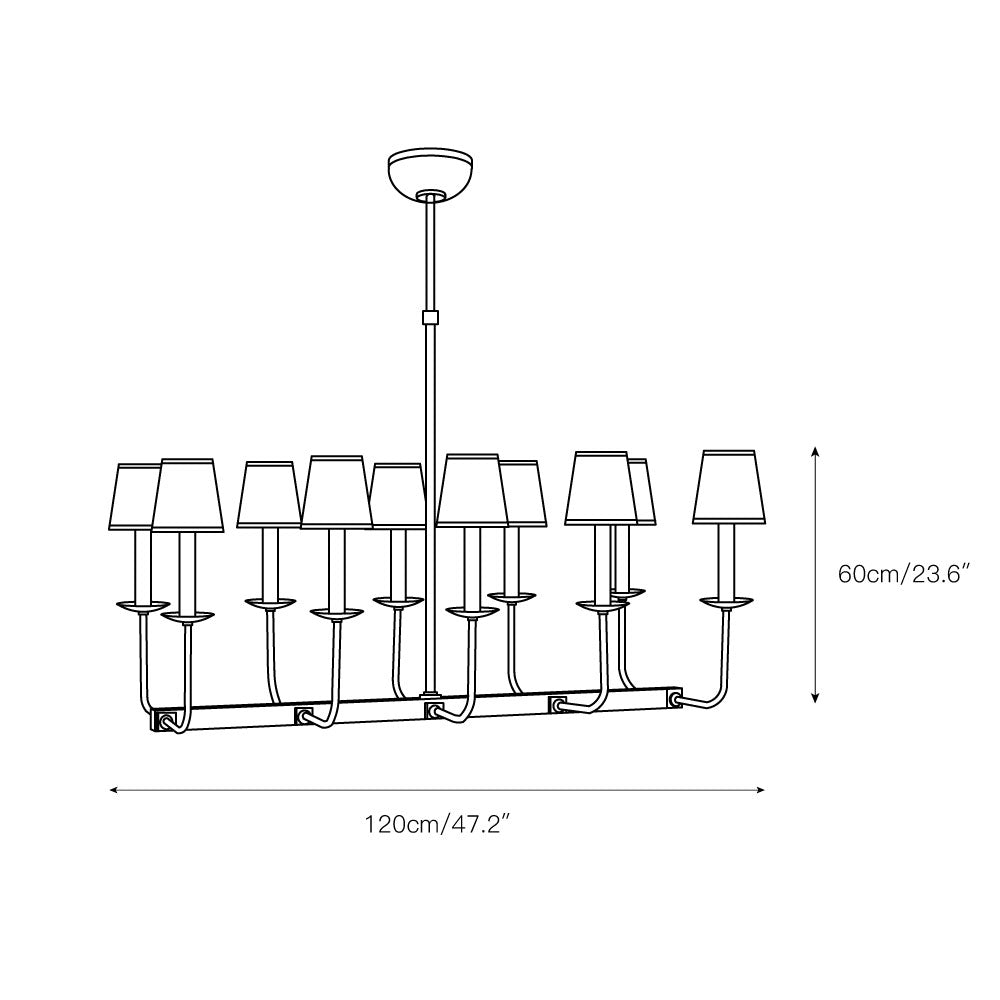 Beacon Chandelier Linéaire Moderne Minimaliste en Laiton, Métal et Tissu - Neutralighting