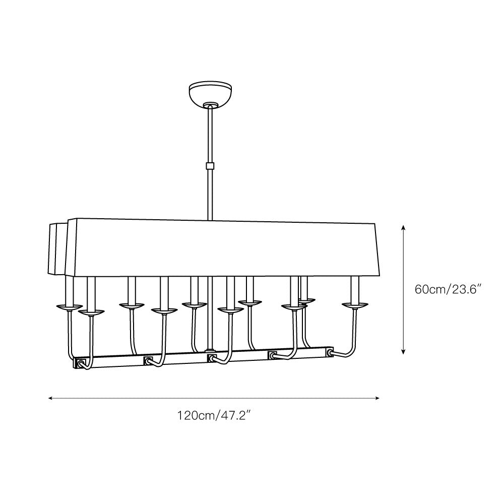 Beacon Chandelier Linéaire Moderne Minimaliste en Laiton, Métal et Tissu - Neutralighting