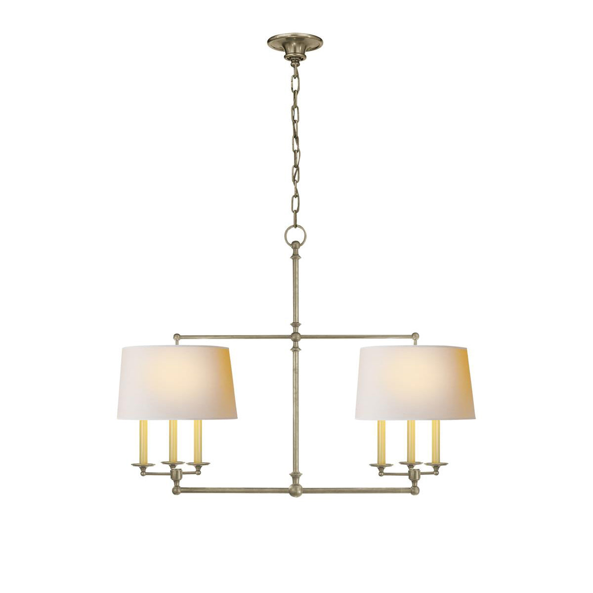 Chandelier en Laiton et Tissu Vintage d'Art Classique avec Incrustation - Neutralighting