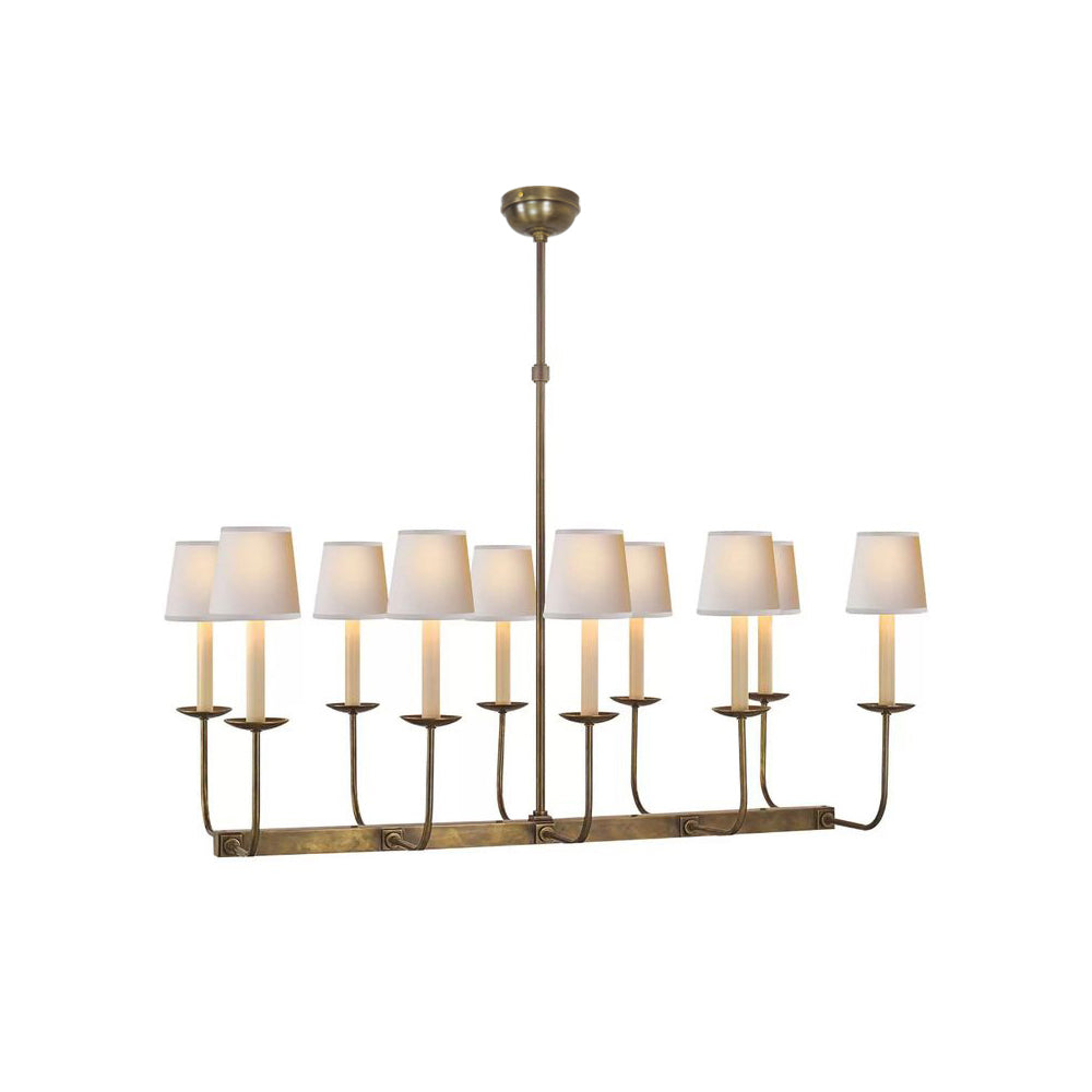 Beacon Chandelier Linéaire Moderne Minimaliste en Laiton, Métal et Tissu - Neutralighting