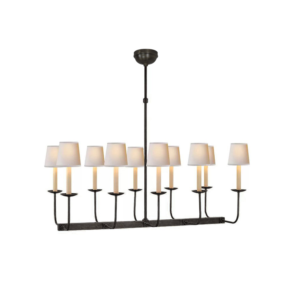 Beacon Chandelier Linéaire Moderne Minimaliste en Laiton, Métal et Tissu - Neutralighting