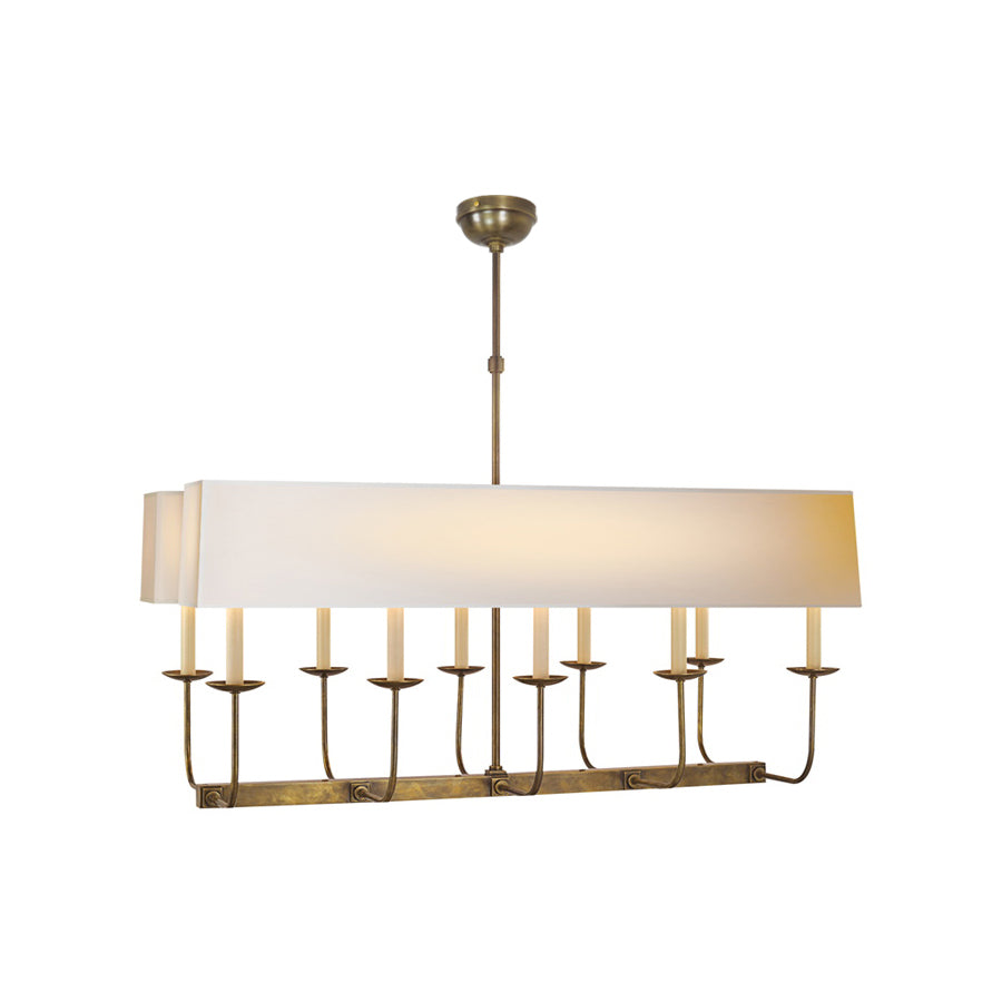 Beacon Chandelier Linéaire Moderne Minimaliste en Laiton, Métal et Tissu - Neutralighting