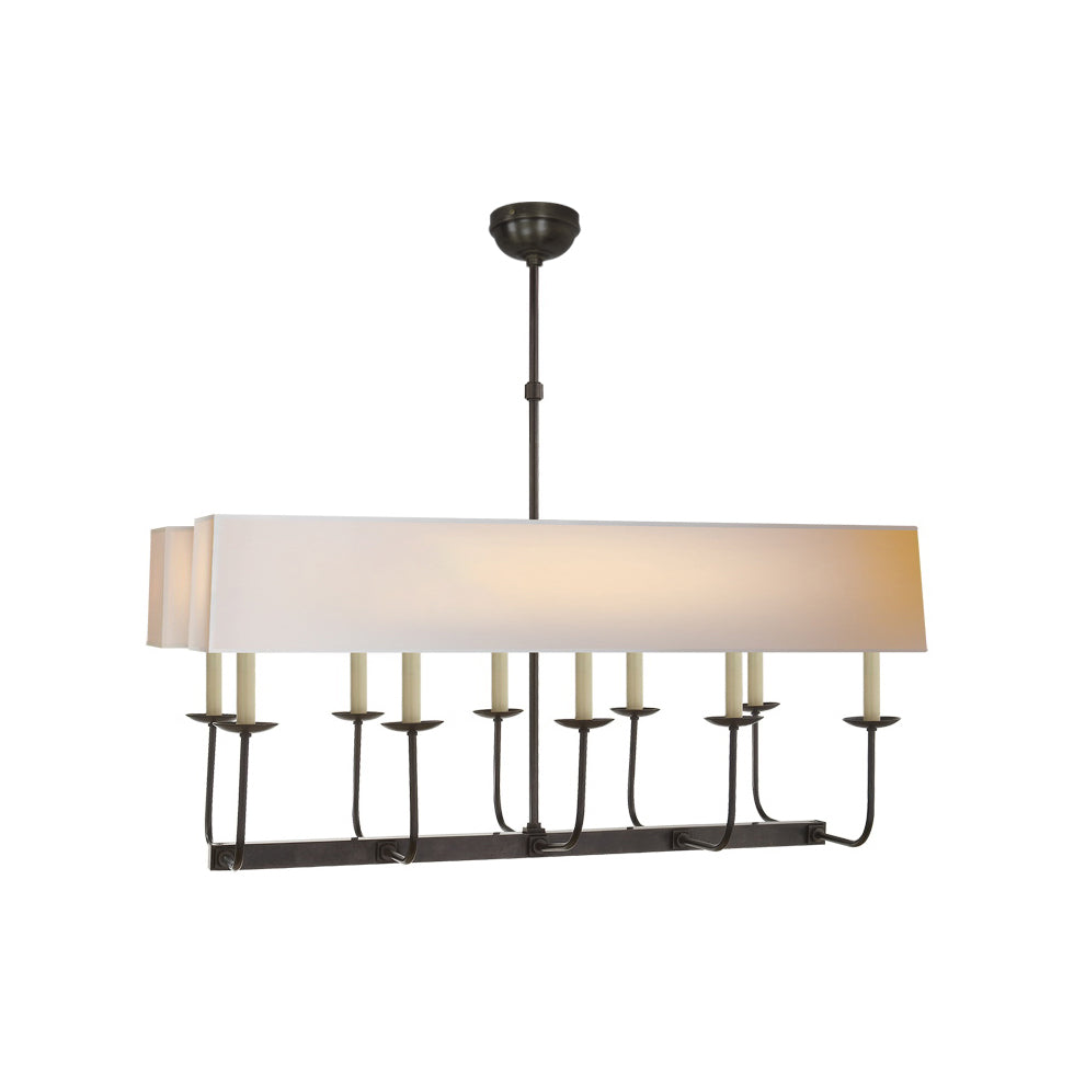 Beacon Chandelier Linéaire Moderne Minimaliste en Laiton, Métal et Tissu - Neutralighting