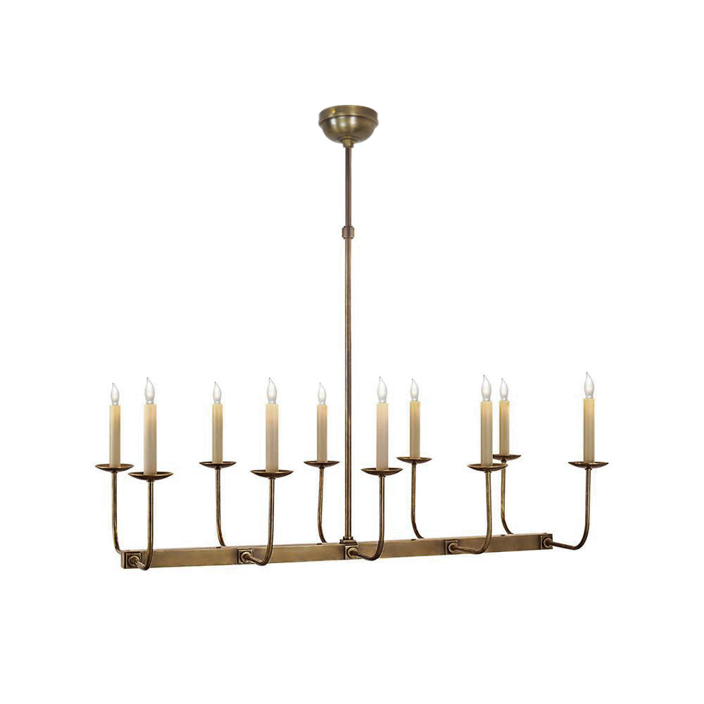 Beacon Chandelier Linéaire Moderne Minimaliste en Laiton, Métal et Tissu - Neutralighting