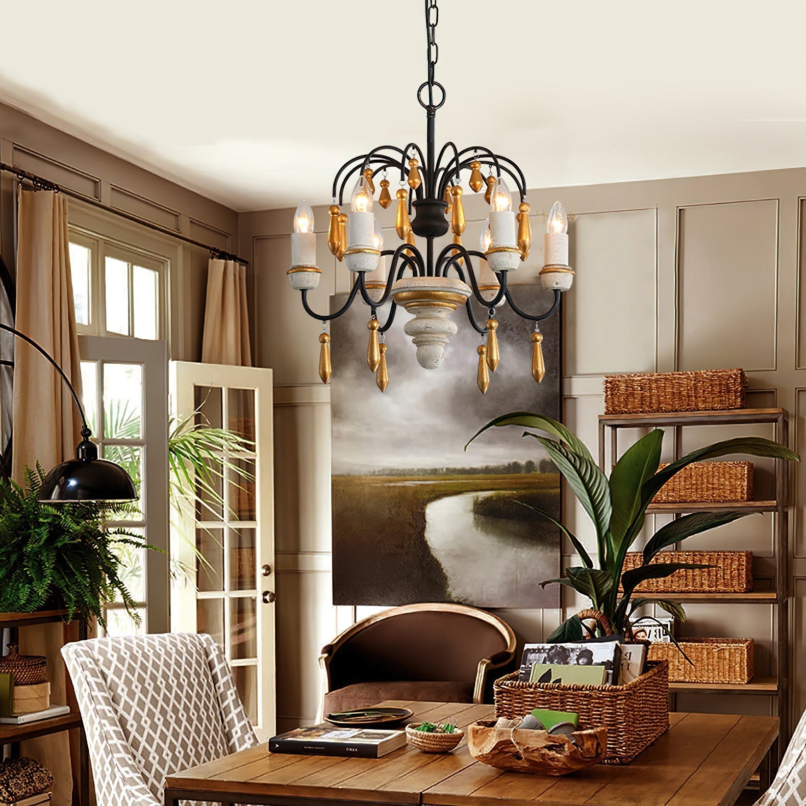 Noble Niche Chandelier en Bois et Métal Vintage - Neutralighting