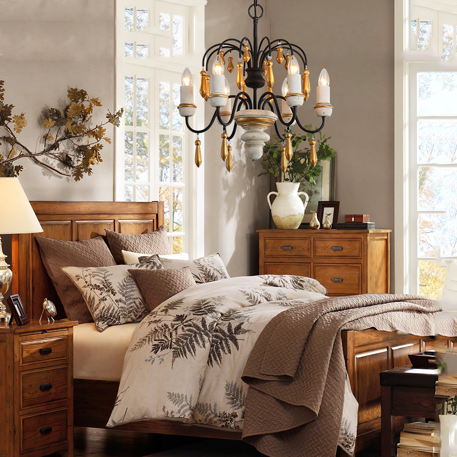 Noble Niche Chandelier en Bois et Métal Vintage - Neutralighting