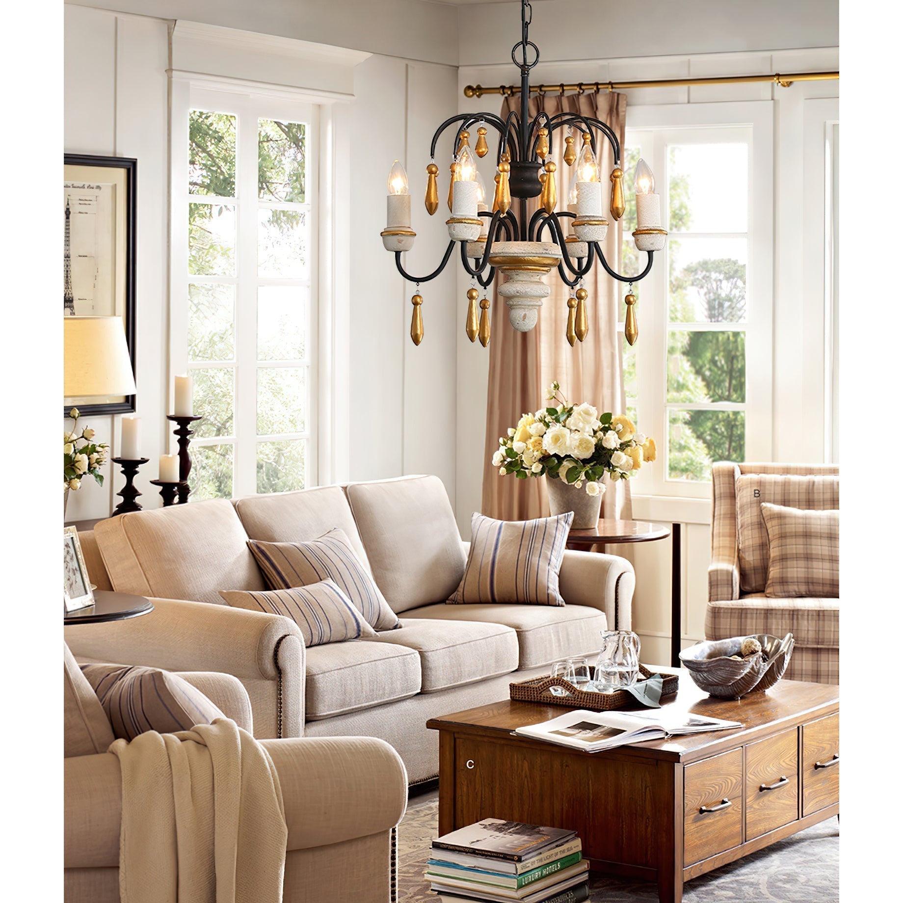 Noble Niche Chandelier en Bois et Métal Vintage - Neutralighting