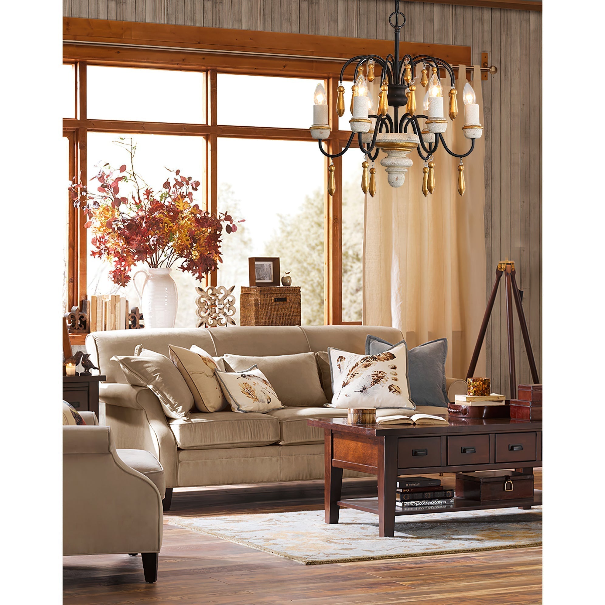 Noble Niche Chandelier en Bois et Métal Vintage - Neutralighting