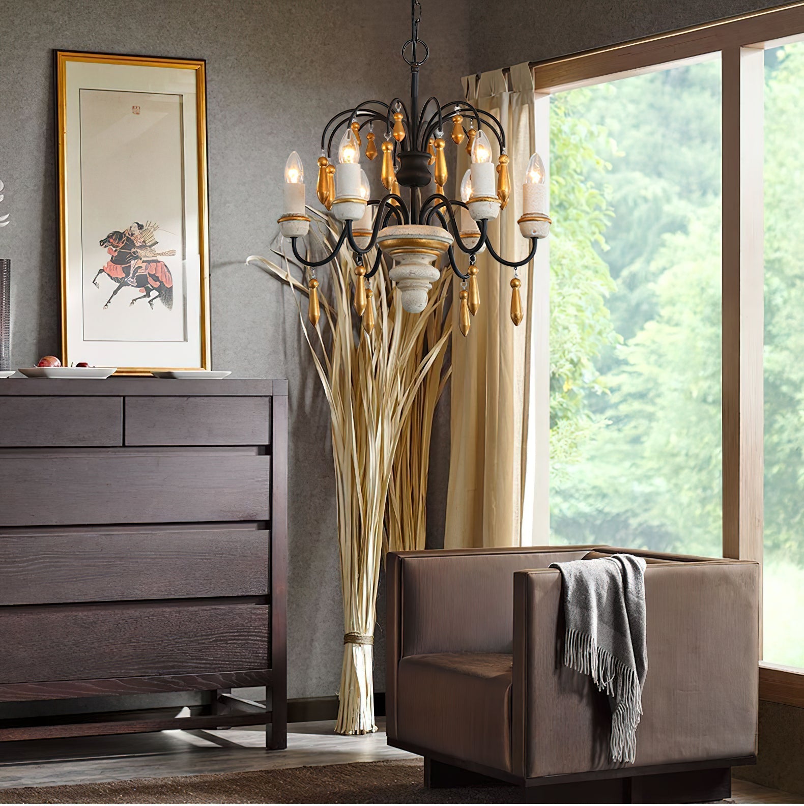 Noble Niche Chandelier en Bois et Métal Vintage - Neutralighting