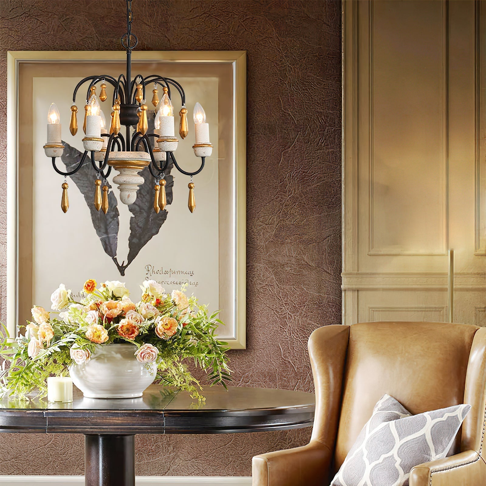 Noble Niche Chandelier en Bois et Métal Vintage - Neutralighting