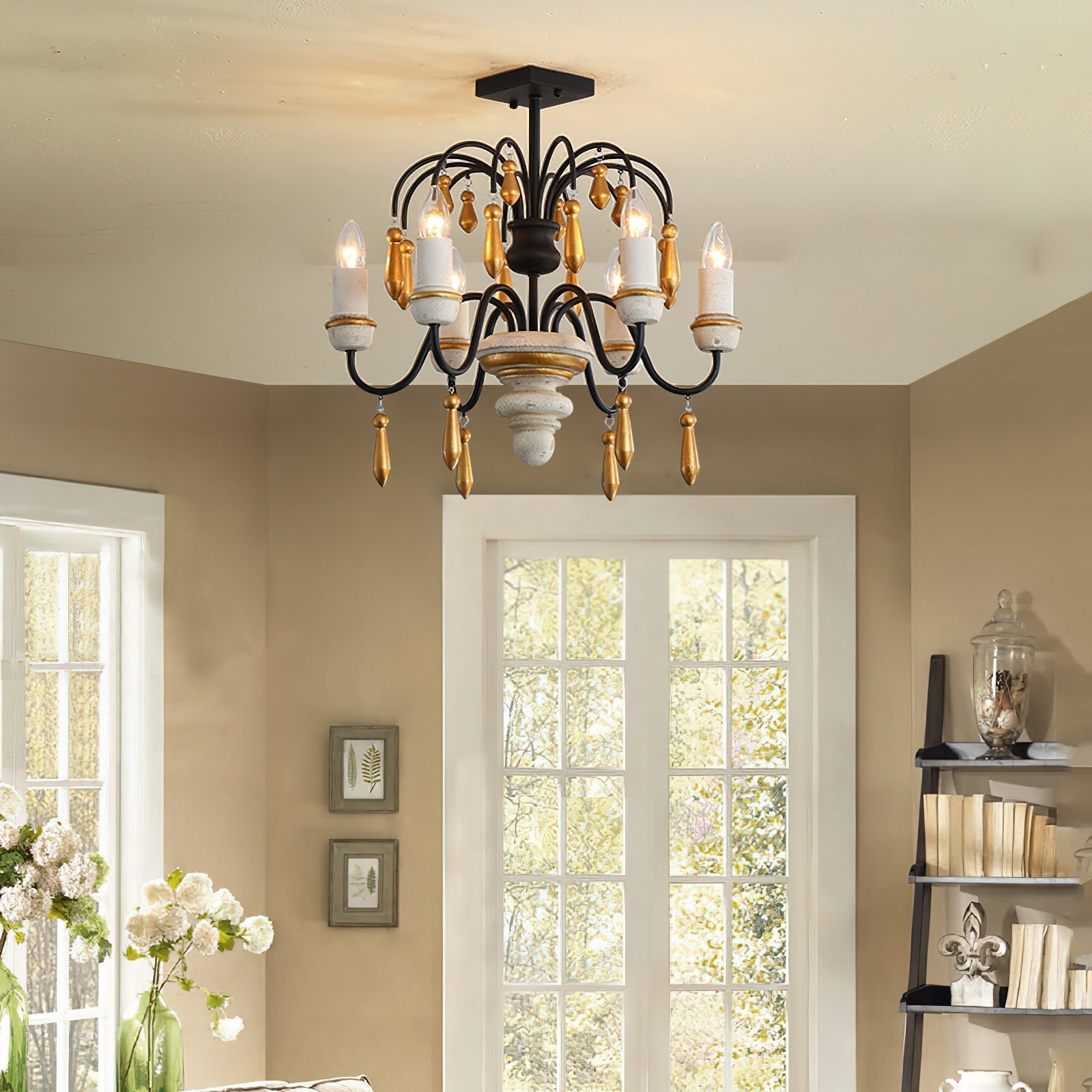 Noble Niche Chandelier en Bois et Métal Vintage - Neutralighting