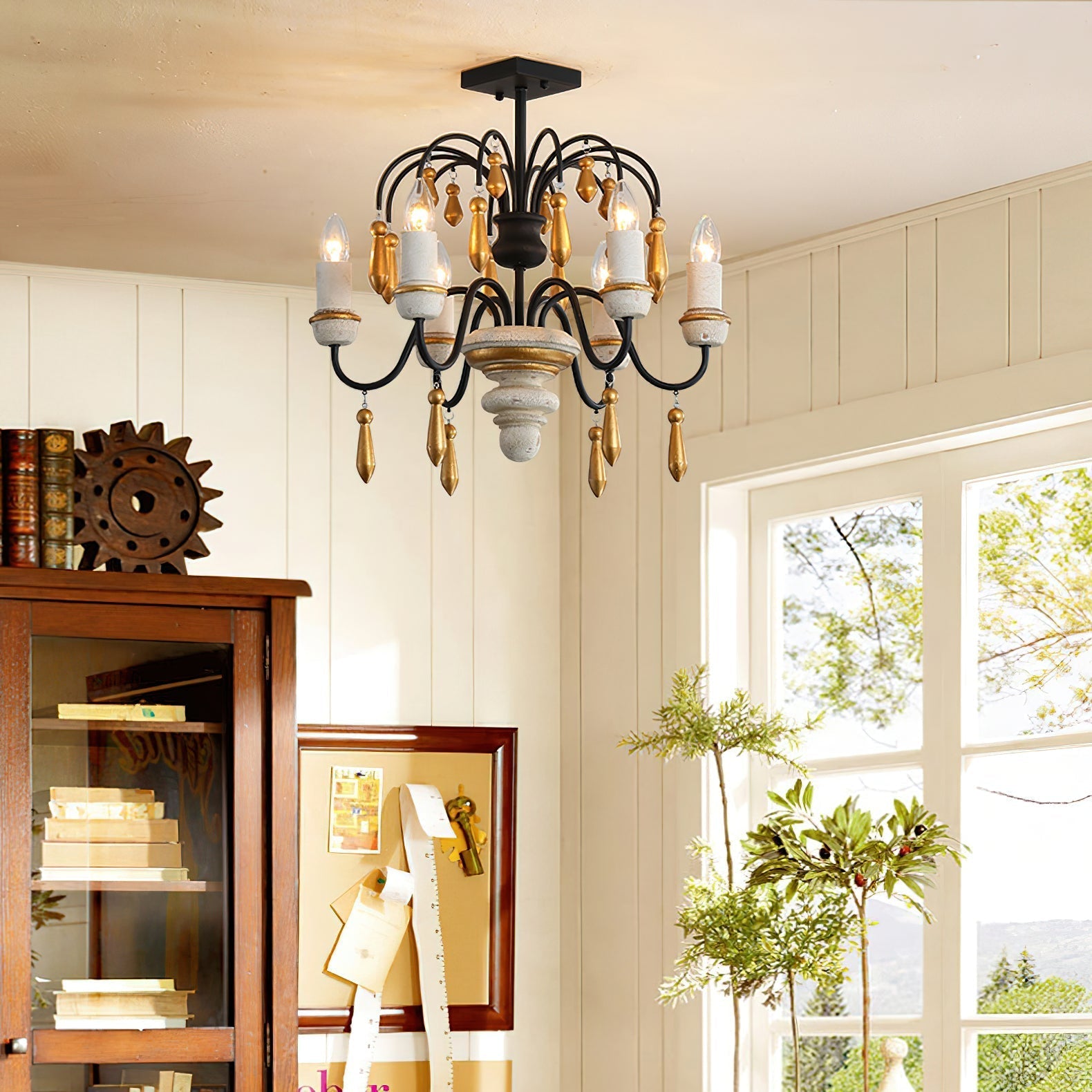 Noble Niche Chandelier en Bois et Métal Vintage - Neutralighting