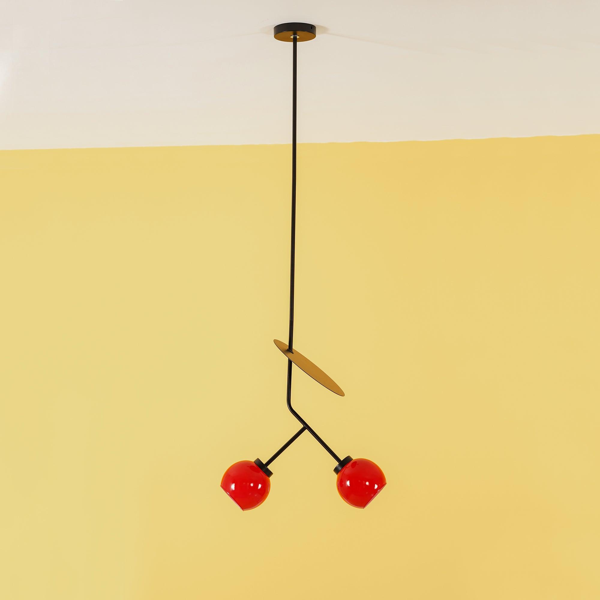 Valentina Suspension Cerise Design LED Métal/Verre Rouge/Noir/Blanc/Or Salon/Chambre - Neutralighting