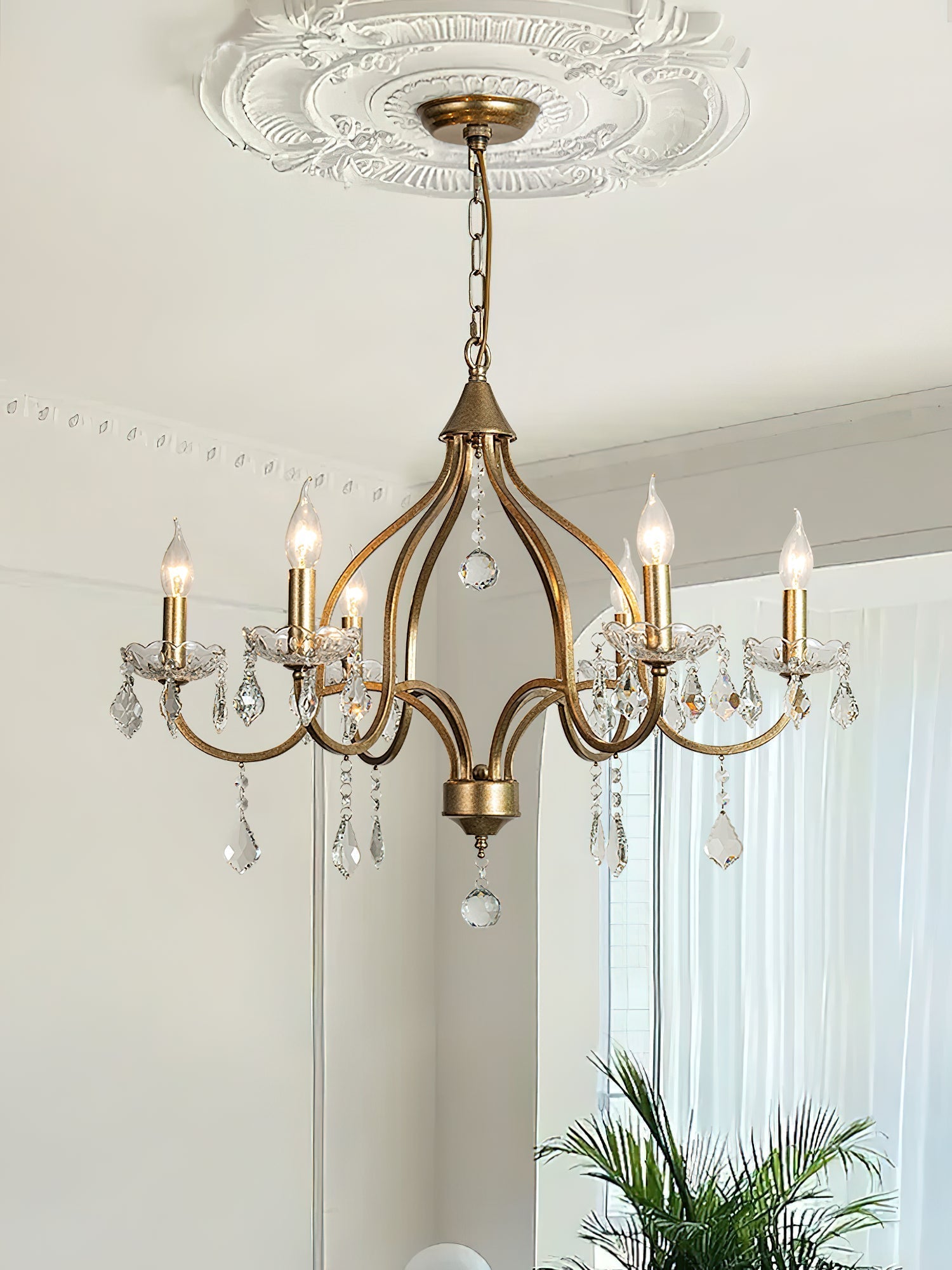 Breathe Luxury Vintage Brass Metal Crystal Chandelier - Lamp Copper