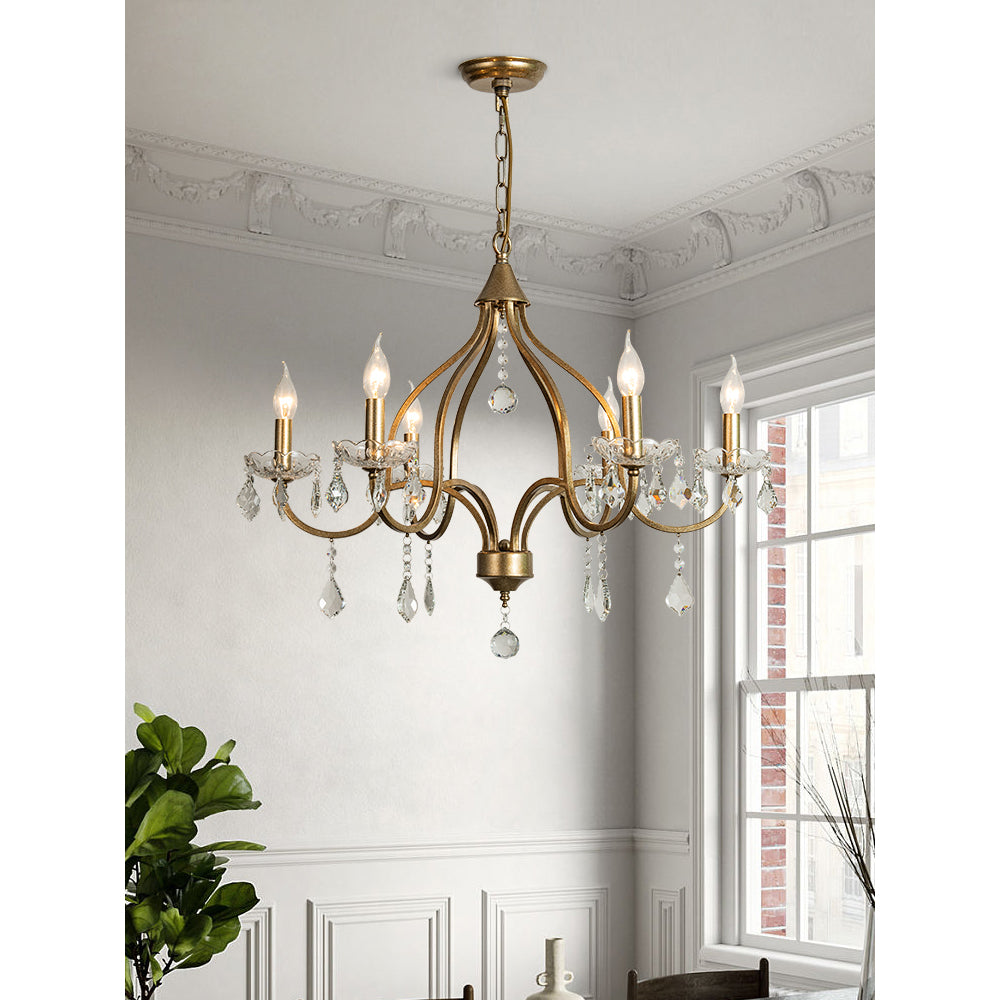 Breathe Luxury Vintage Brass Metal Crystal Chandelier - Lamp Copper