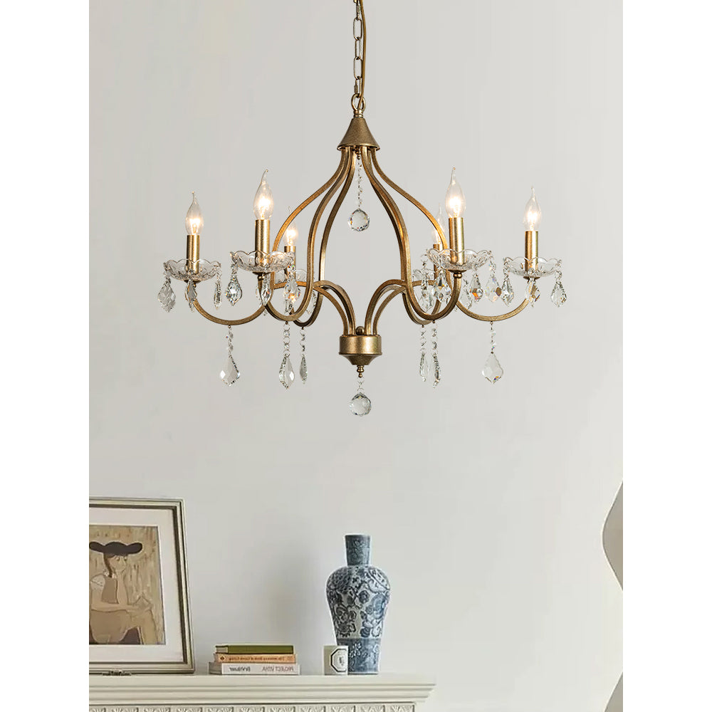 Breathe Luxury Vintage Brass Metal Crystal Chandelier - Lamp Copper