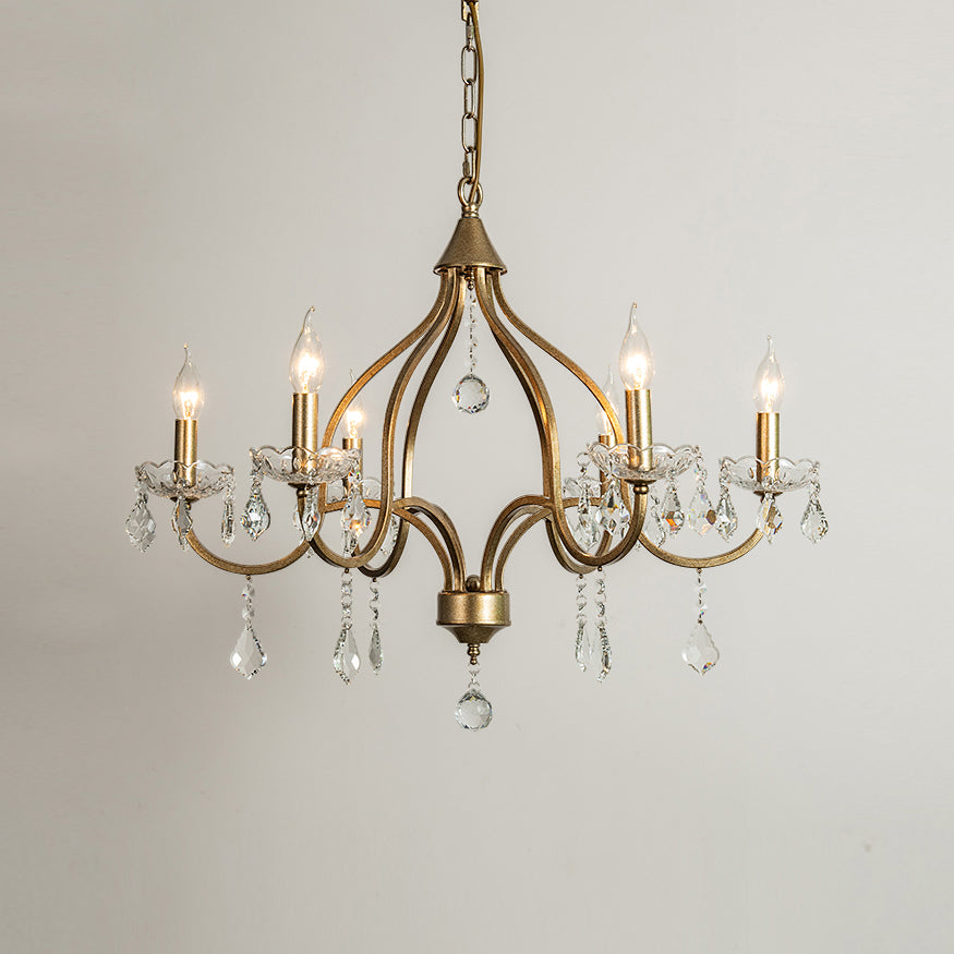 Breathe Luxury Vintage Brass Metal Crystal Chandelier - Lamp Copper