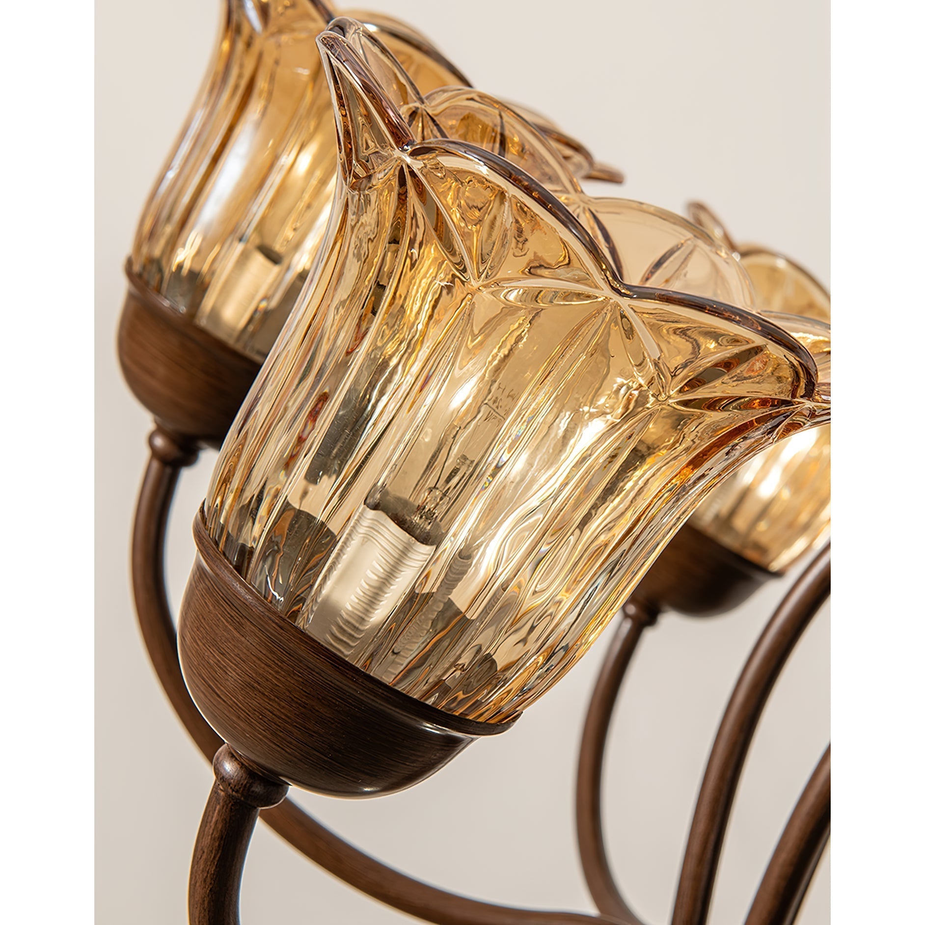 Brume Lustre Vintage Industriel Métal Verre Ambre - Neutralighting