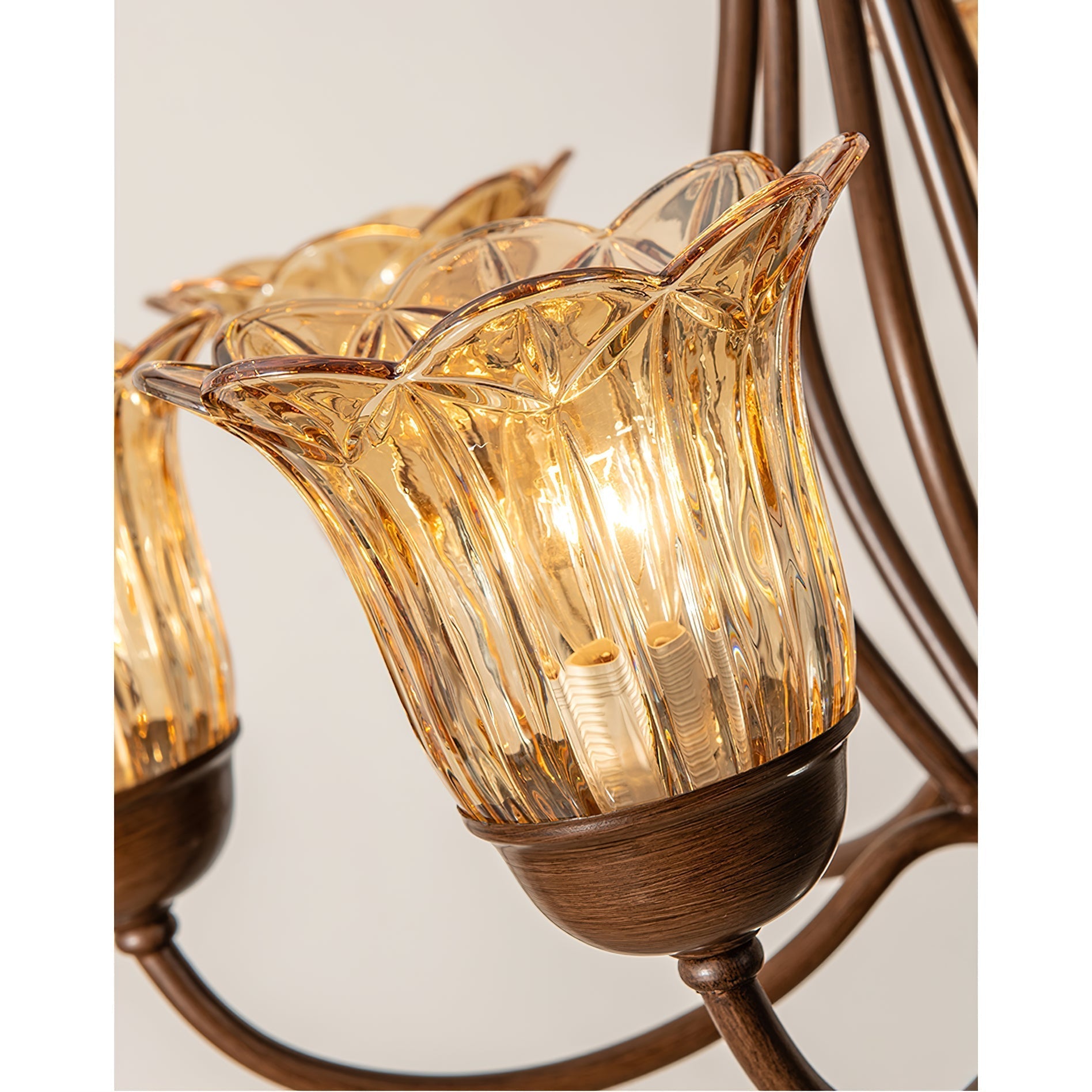 Brume Lustre Vintage Industriel Métal Verre Ambre - Neutralighting