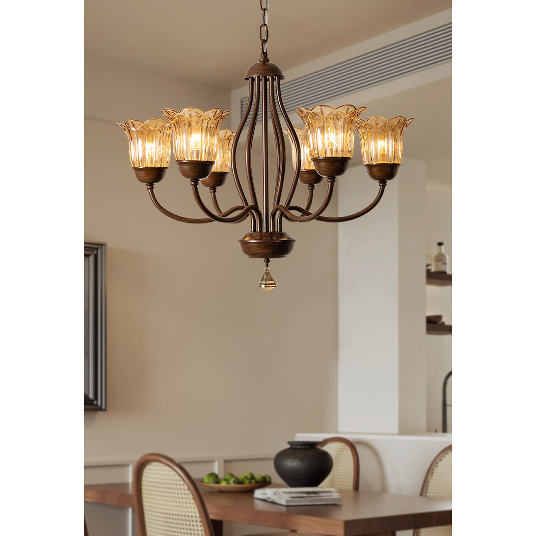 Brume Lustre Vintage Industriel Métal Verre Ambre - Neutralighting