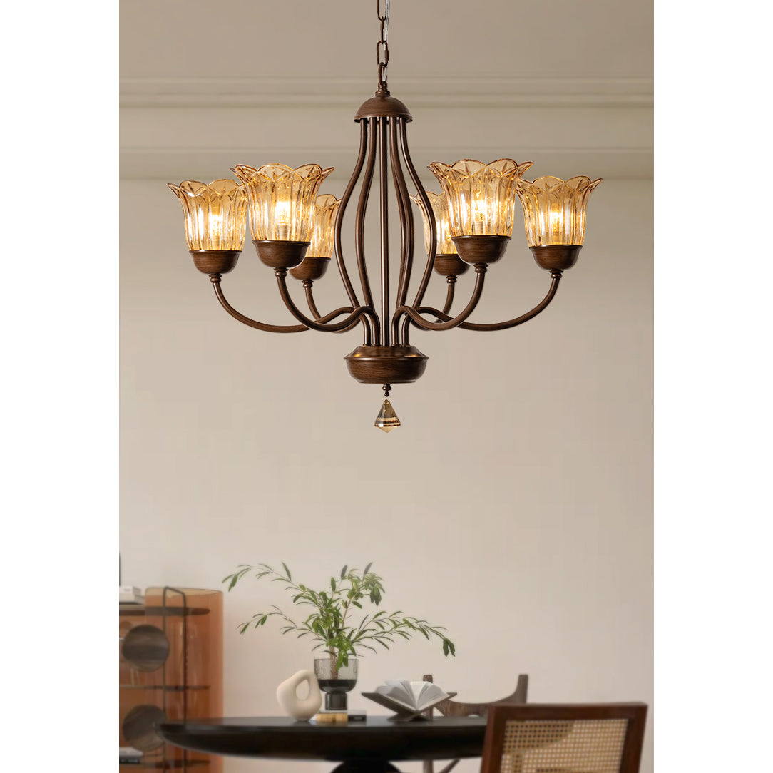 Brume Lustre Vintage Industriel Métal Verre Ambre - Neutralighting