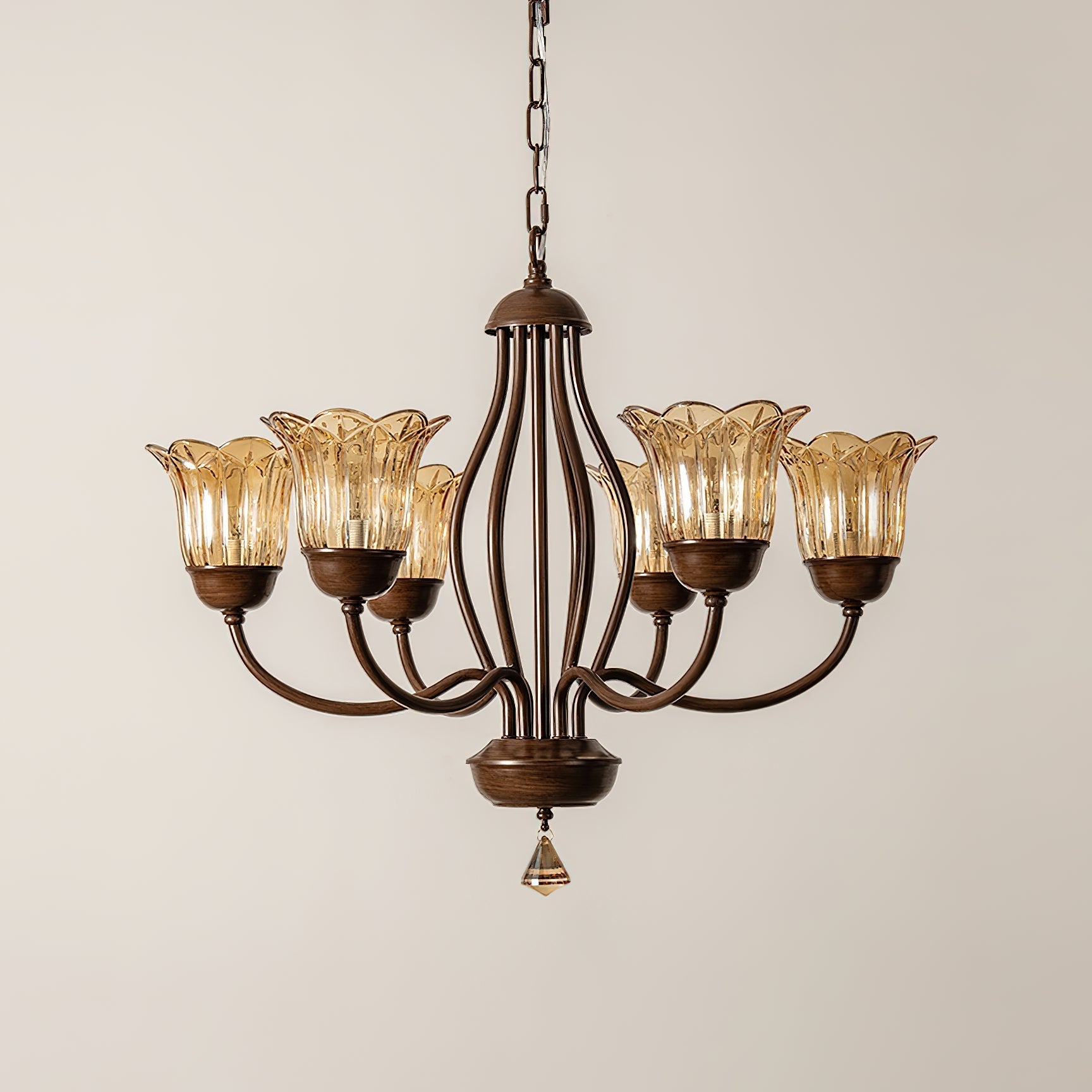 Brume Lustre Vintage Industriel Métal Verre Ambre - Neutralighting