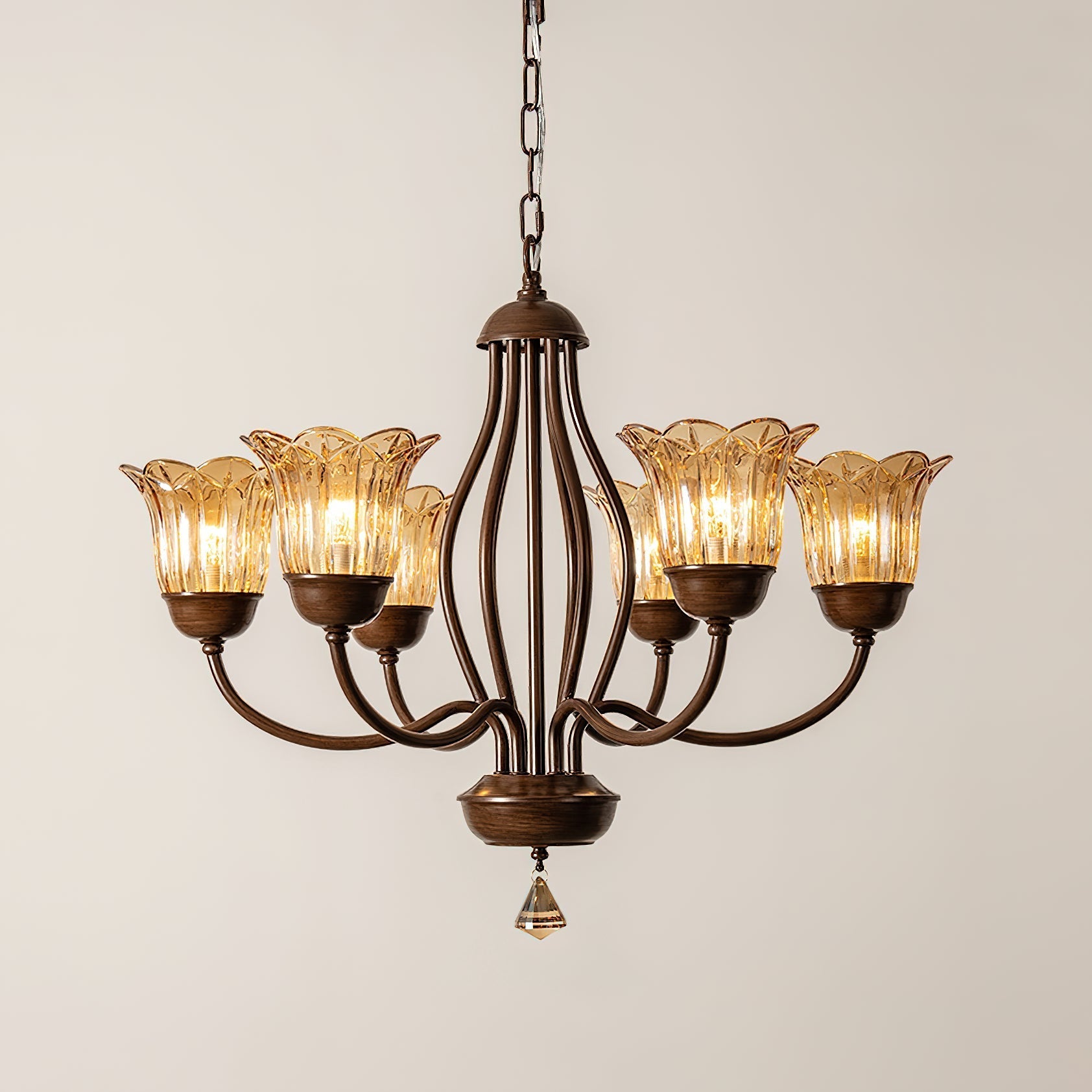 Brume Lustre Vintage Industriel Métal Verre Ambre - Neutralighting