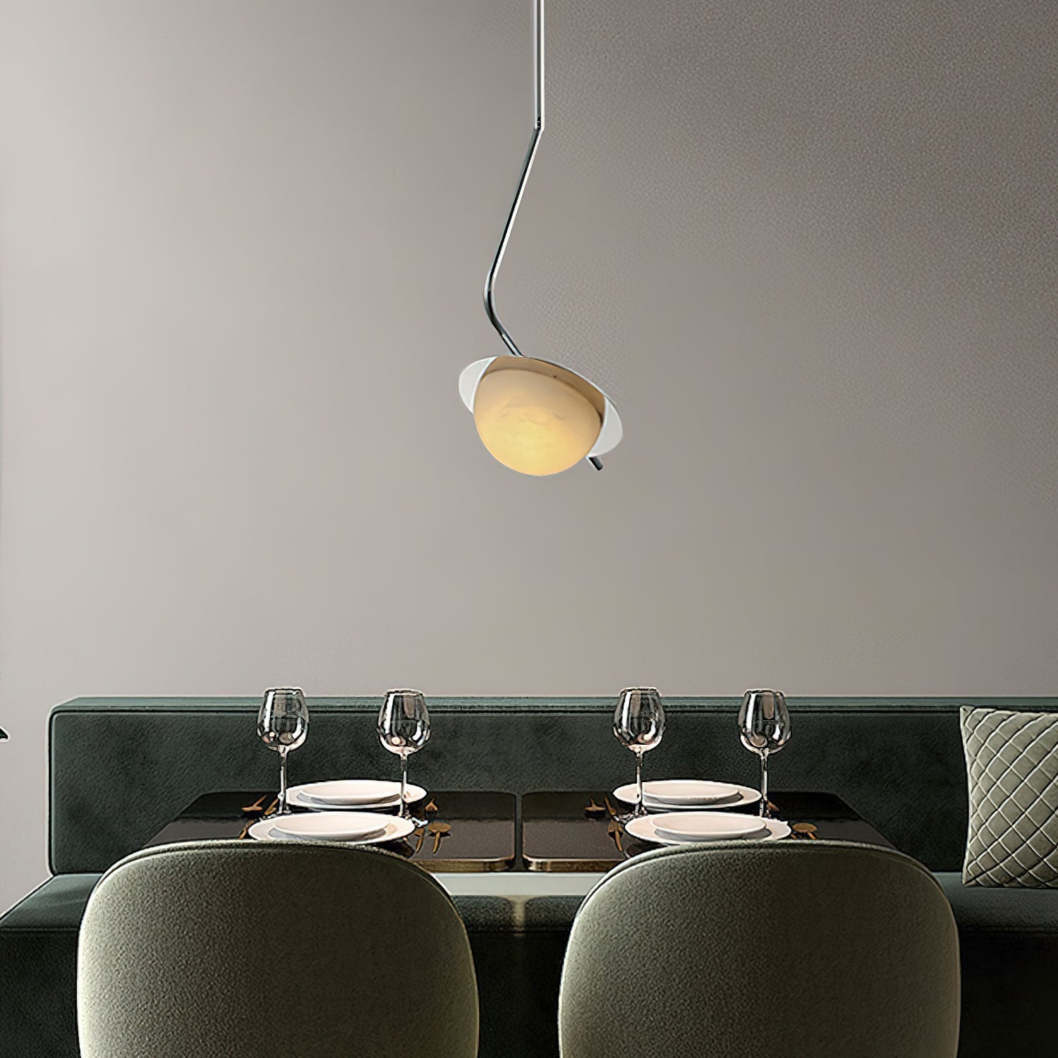 Ivvaros Lampe Suspension Chic Moderne Minimaliste Acier Inoxydable Alabastre - Neutralighting