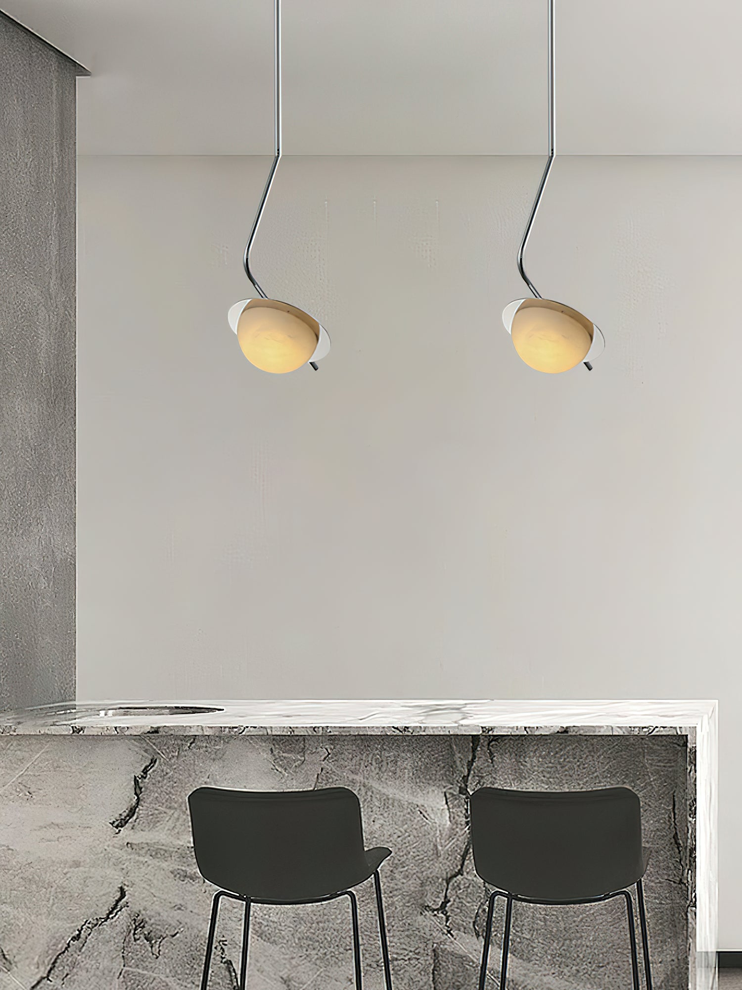 Ivvaros Lampe Suspension Chic Moderne Minimaliste Acier Inoxydable Alabastre - Neutralighting