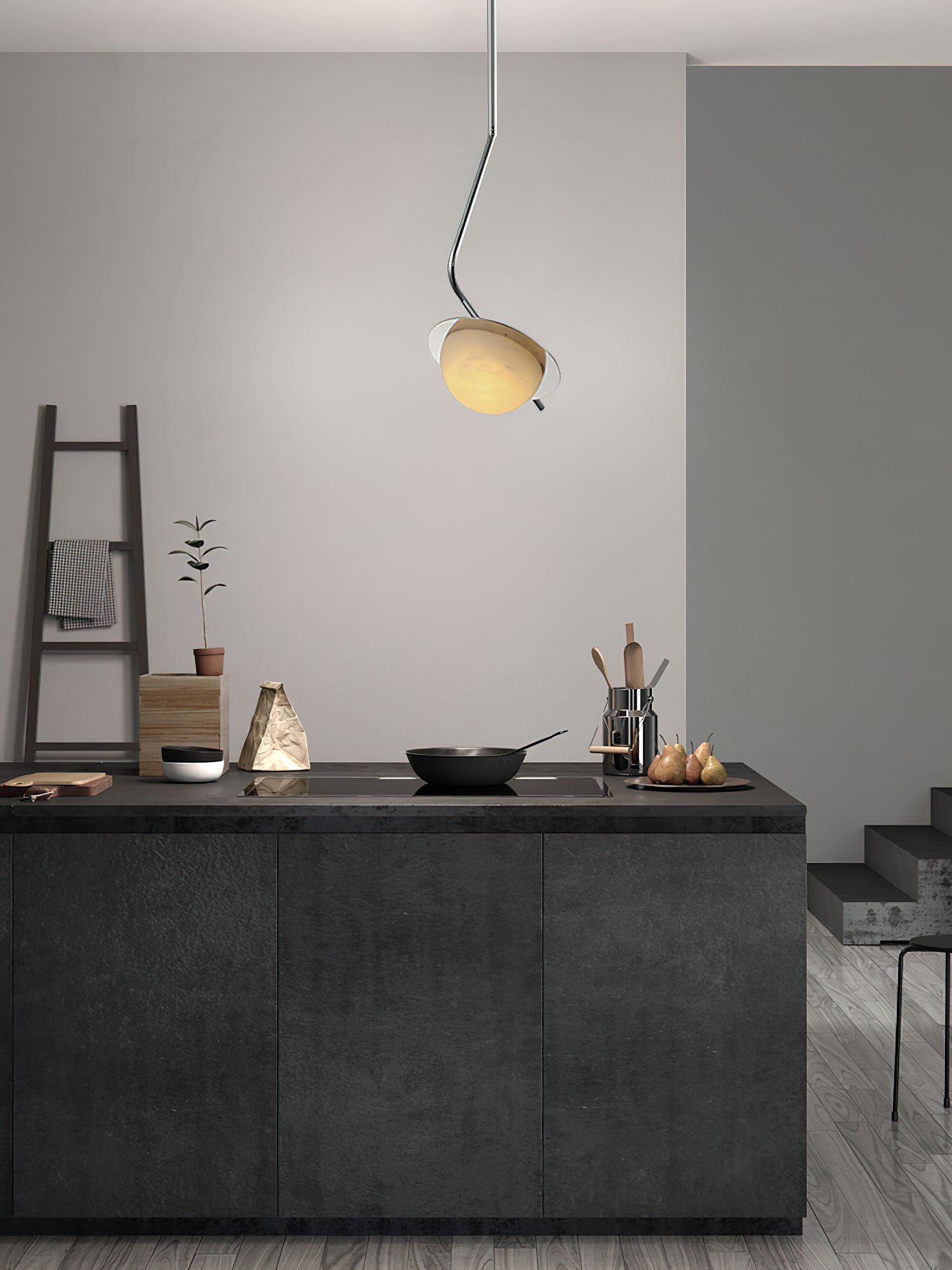 Ivvaros Lampe Suspension Chic Moderne Minimaliste Acier Inoxydable Alabastre - Neutralighting