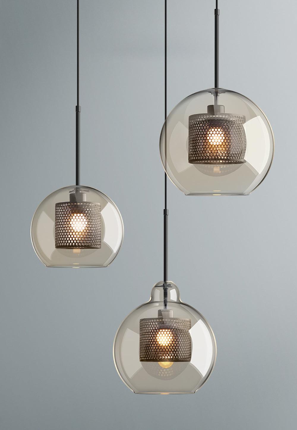 Lustra Lustre Suspendu En Verre Maillage Doré Pour Salle À Manger - Neutralighting
