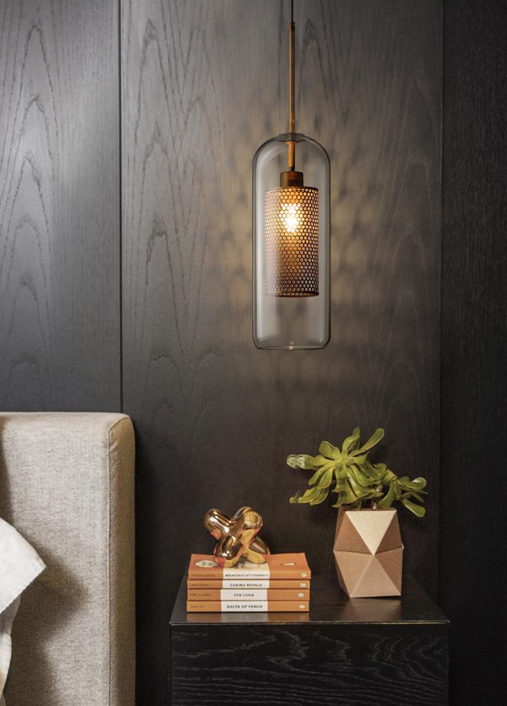 Lustra Lustre Suspendu En Verre Maillage Doré Pour Salle À Manger - Neutralighting