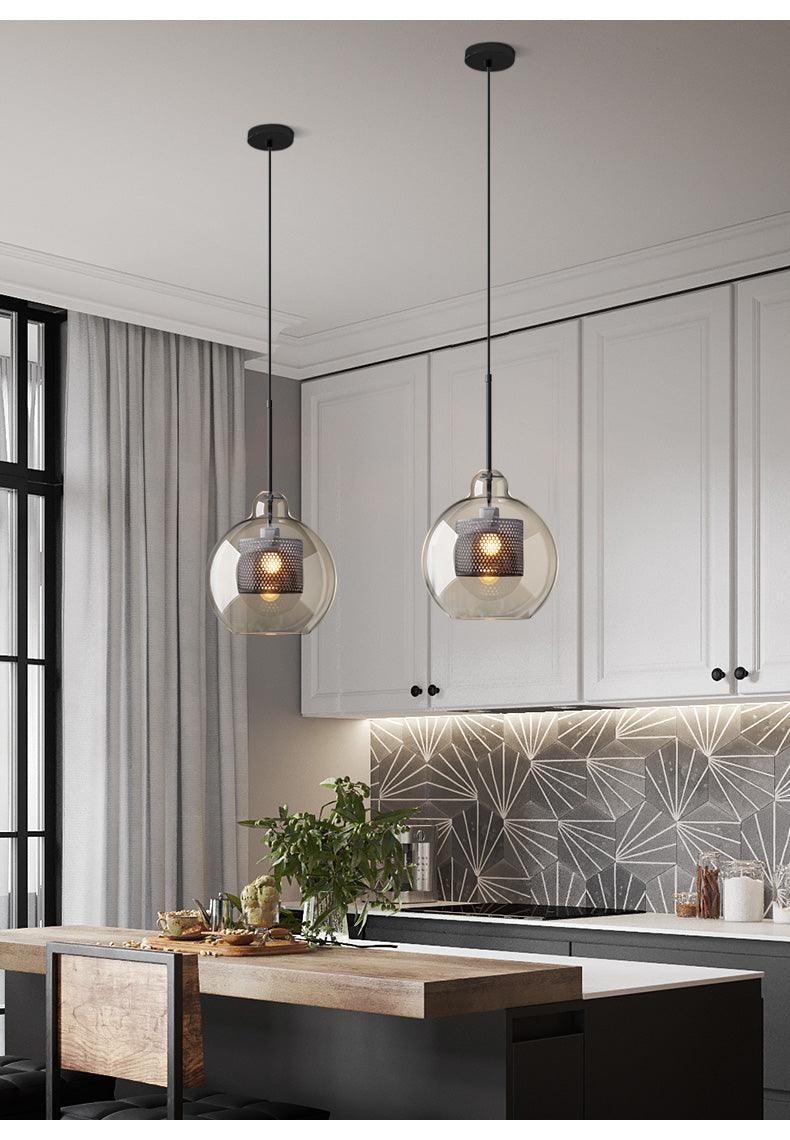 Lustra Lustre Suspendu En Verre Maillage Doré Pour Salle À Manger - Neutralighting