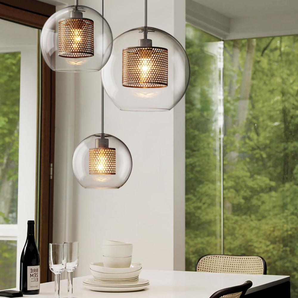 Lustra Lustre Suspendu En Verre Maillage Doré Pour Salle À Manger - Neutralighting