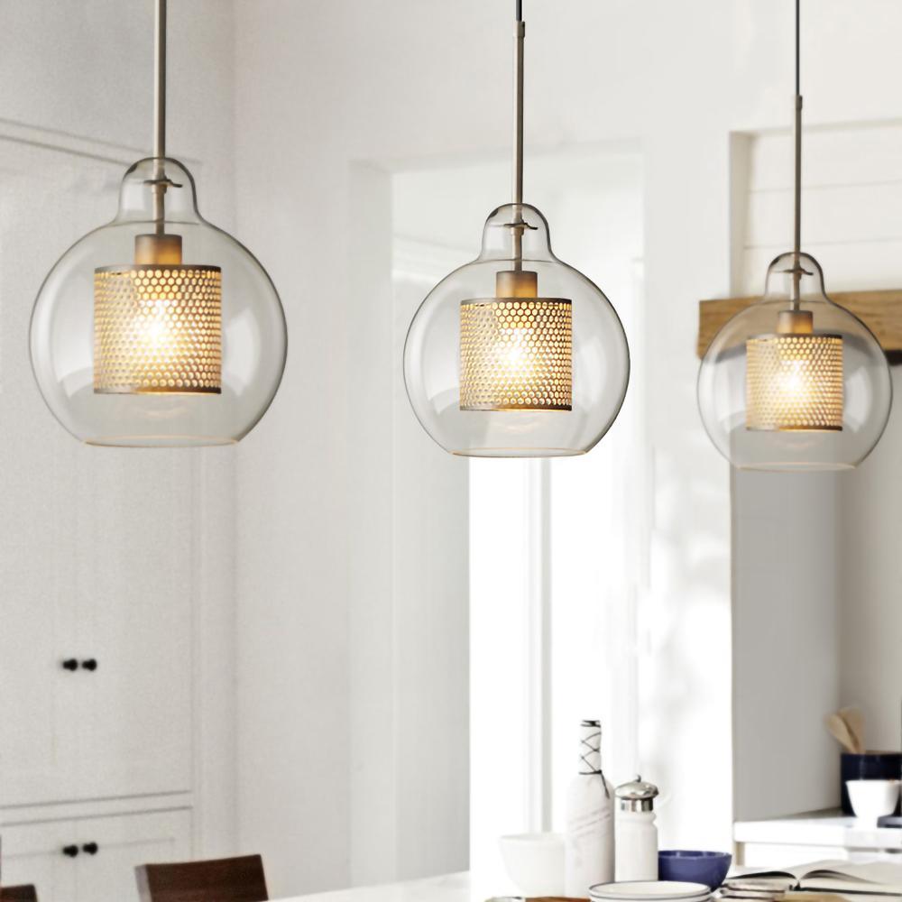 Lustra Lustre Suspendu En Verre Maillage Doré Pour Salle À Manger - Neutralighting