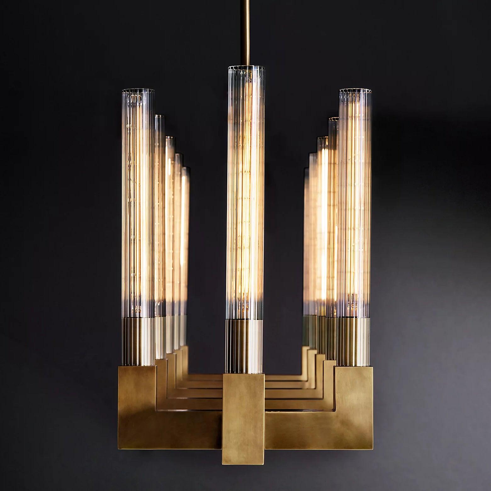 Brass rectangular glass chandeliers - Letslighting