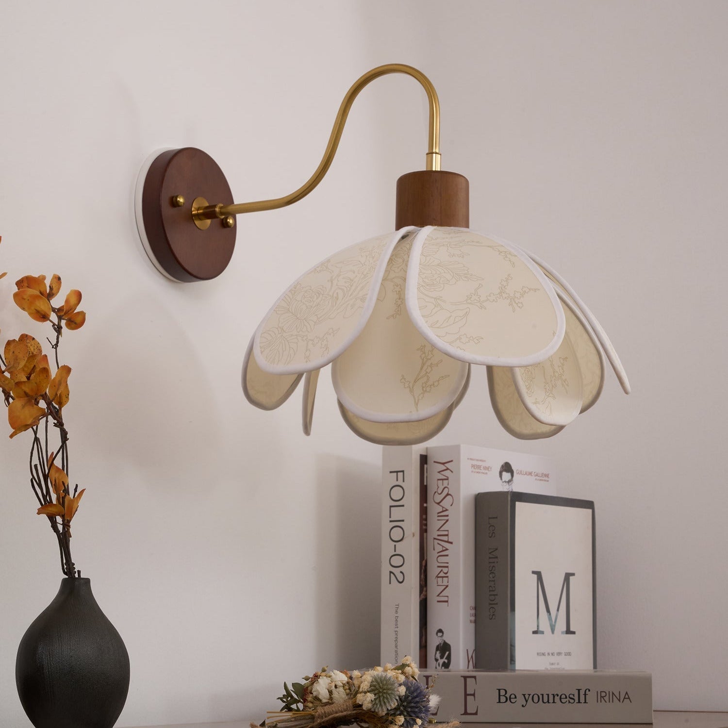 Yuki Applique Murale Florale en Bois et Tissu - Neutralighting