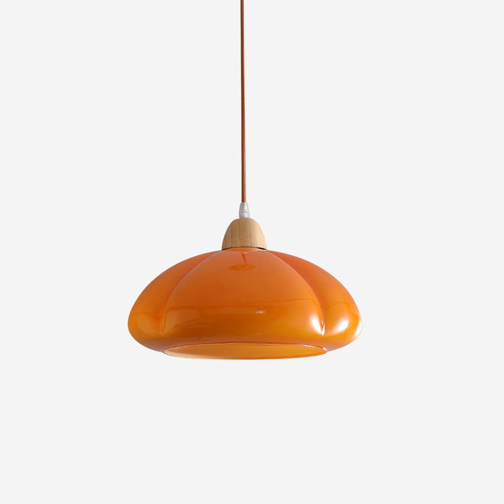 Pendant Lamp Rounded Glass Shade Wood Accent Playful Modern Touch - Letslighting