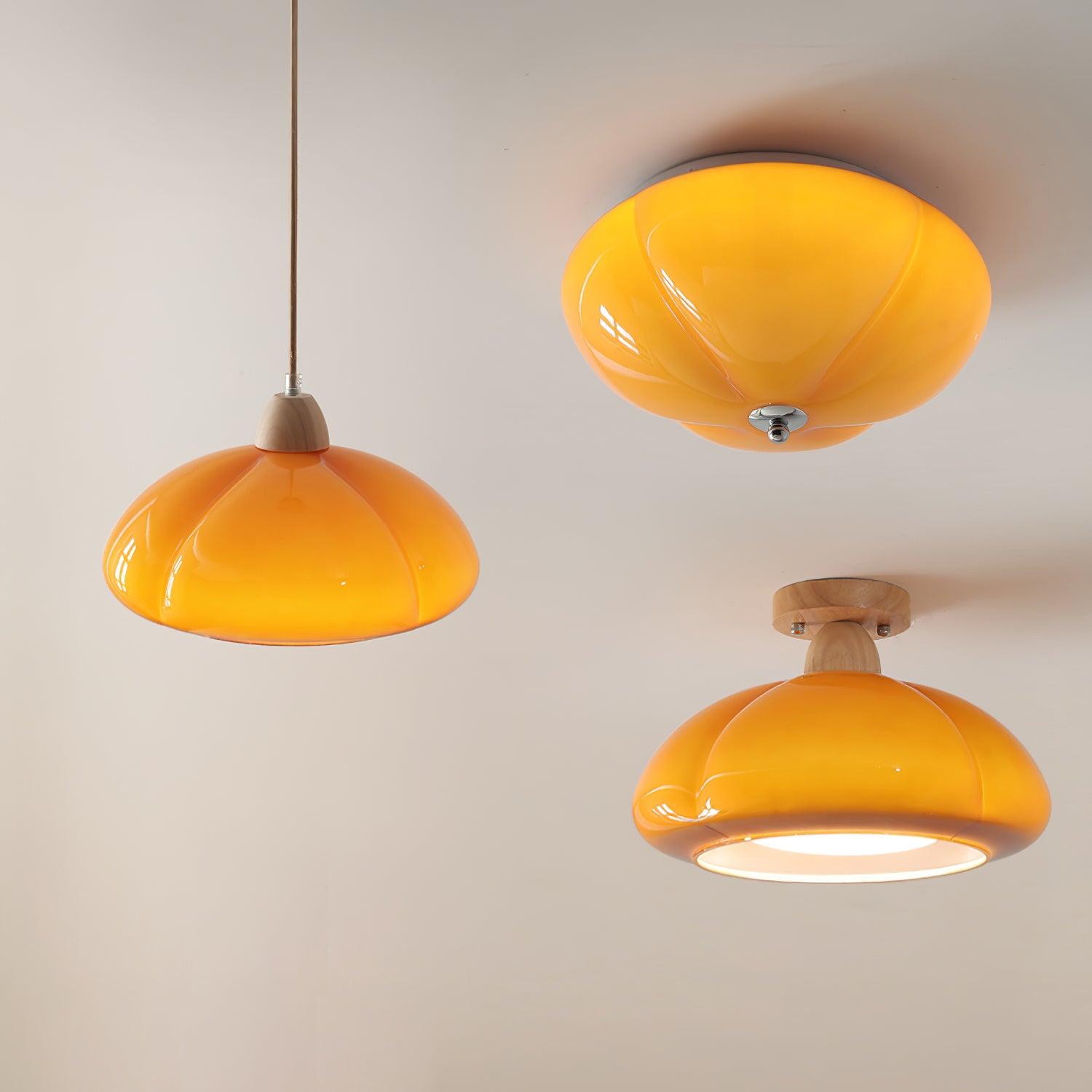 Pendant Lamp Rounded Glass Shade Wood Accent Playful Modern Touch - Letslighting