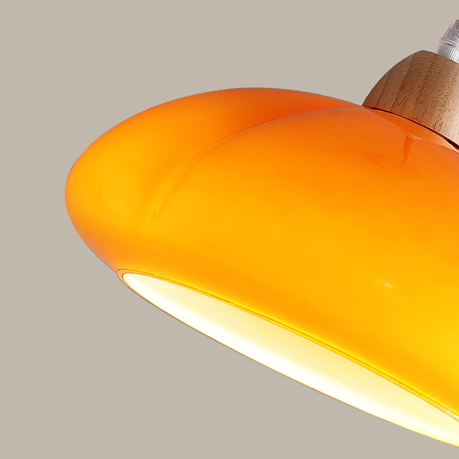 Pendant Lamp Rounded Glass Shade Wood Accent Playful Modern Touch - Letslighting