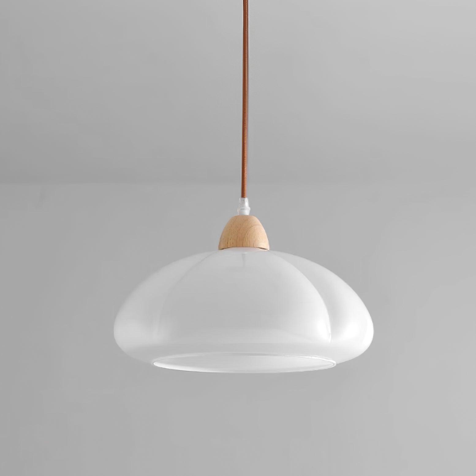 Pendant Lamp Rounded Glass Shade Wood Accent Playful Modern Touch - Letslighting