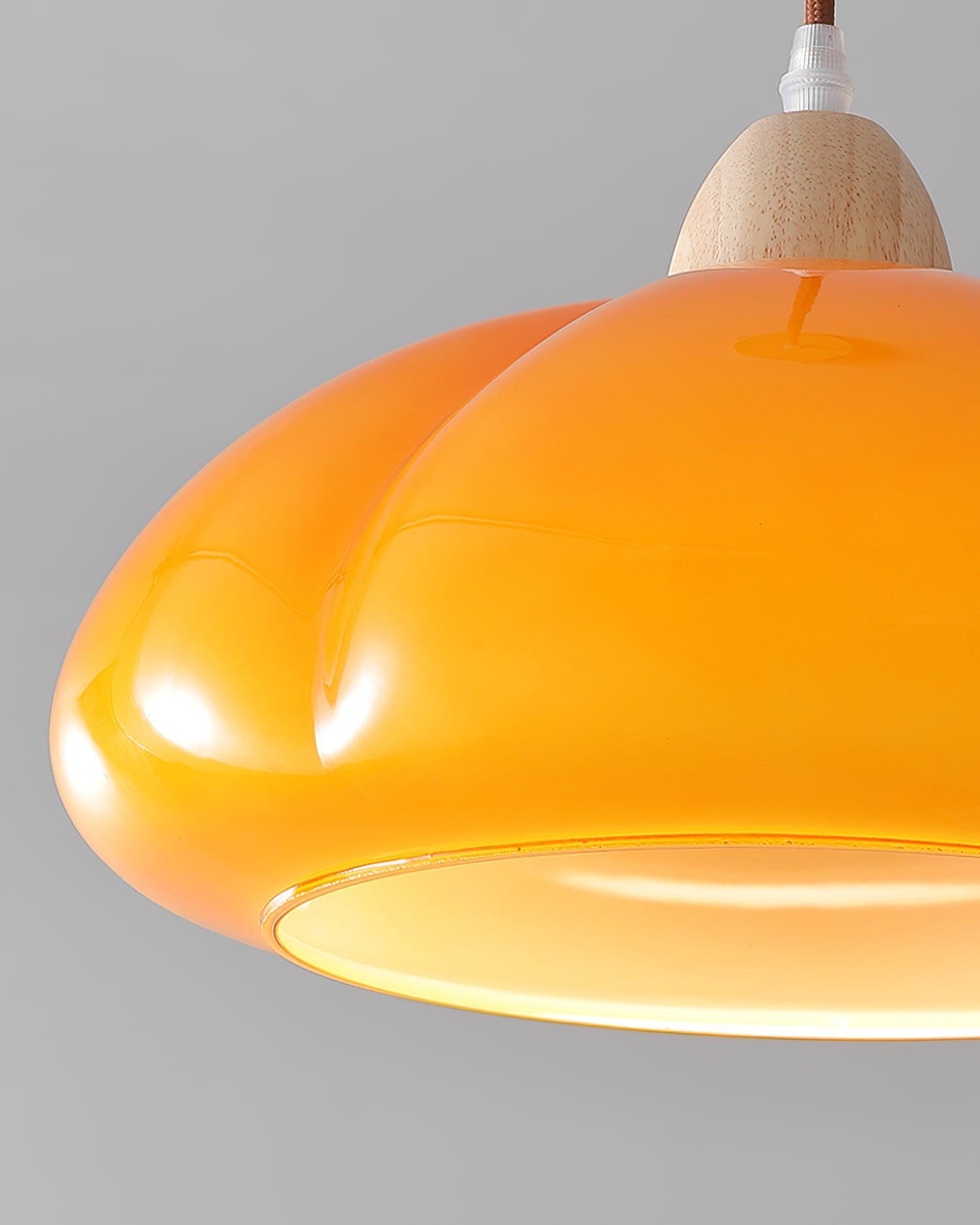 Pendant Lamp Rounded Glass Shade Wood Accent Playful Modern Touch - Letslighting